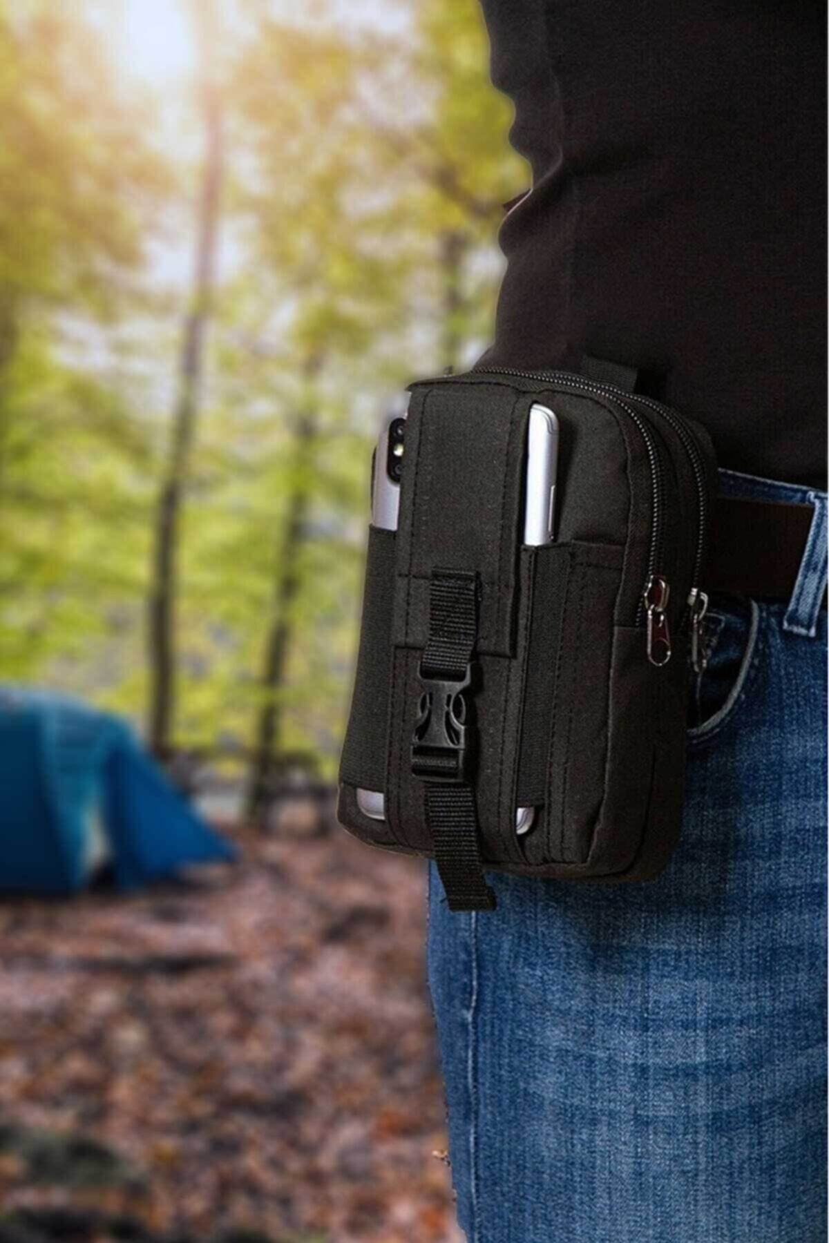qeppa Unisex Siyah Erkek Telefon Bölmeli Taktik Kemerlik Çanta (18x11cmx5cm)