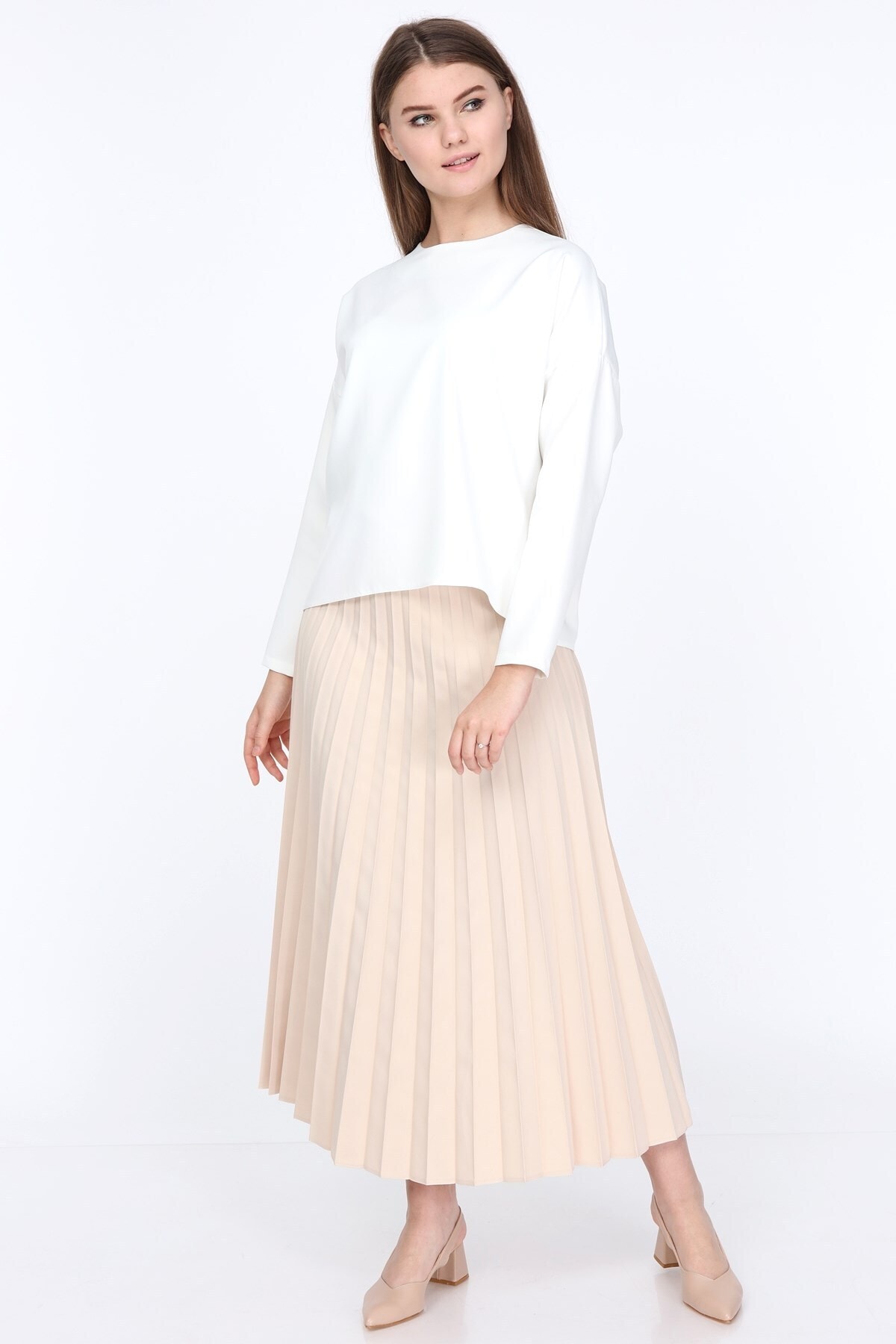 Modagel Rose Pilise Etek - Bej