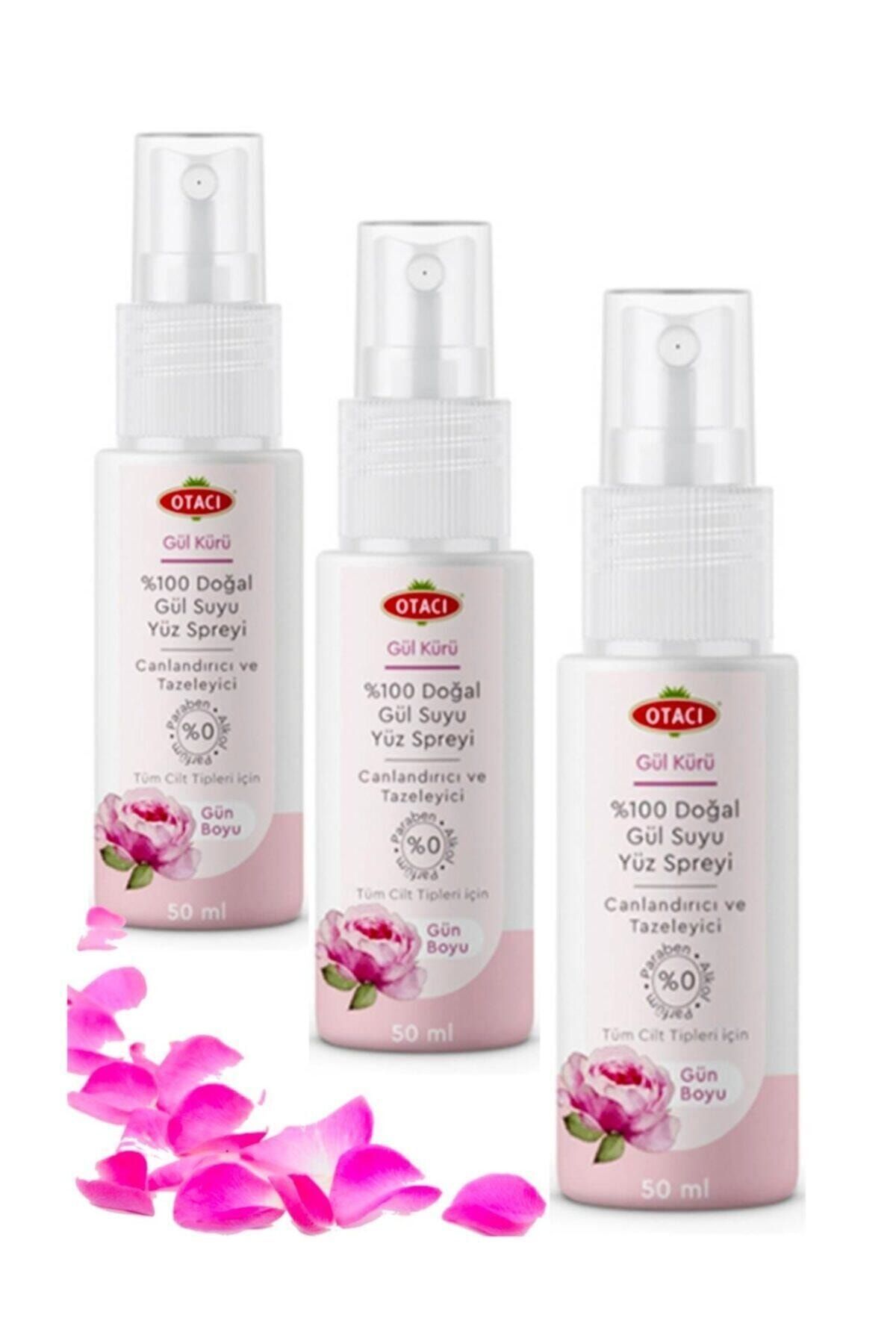 Otacı Gül Kürü %100 Doğal Gül Suyu Spreyi 50ml 3 Adet