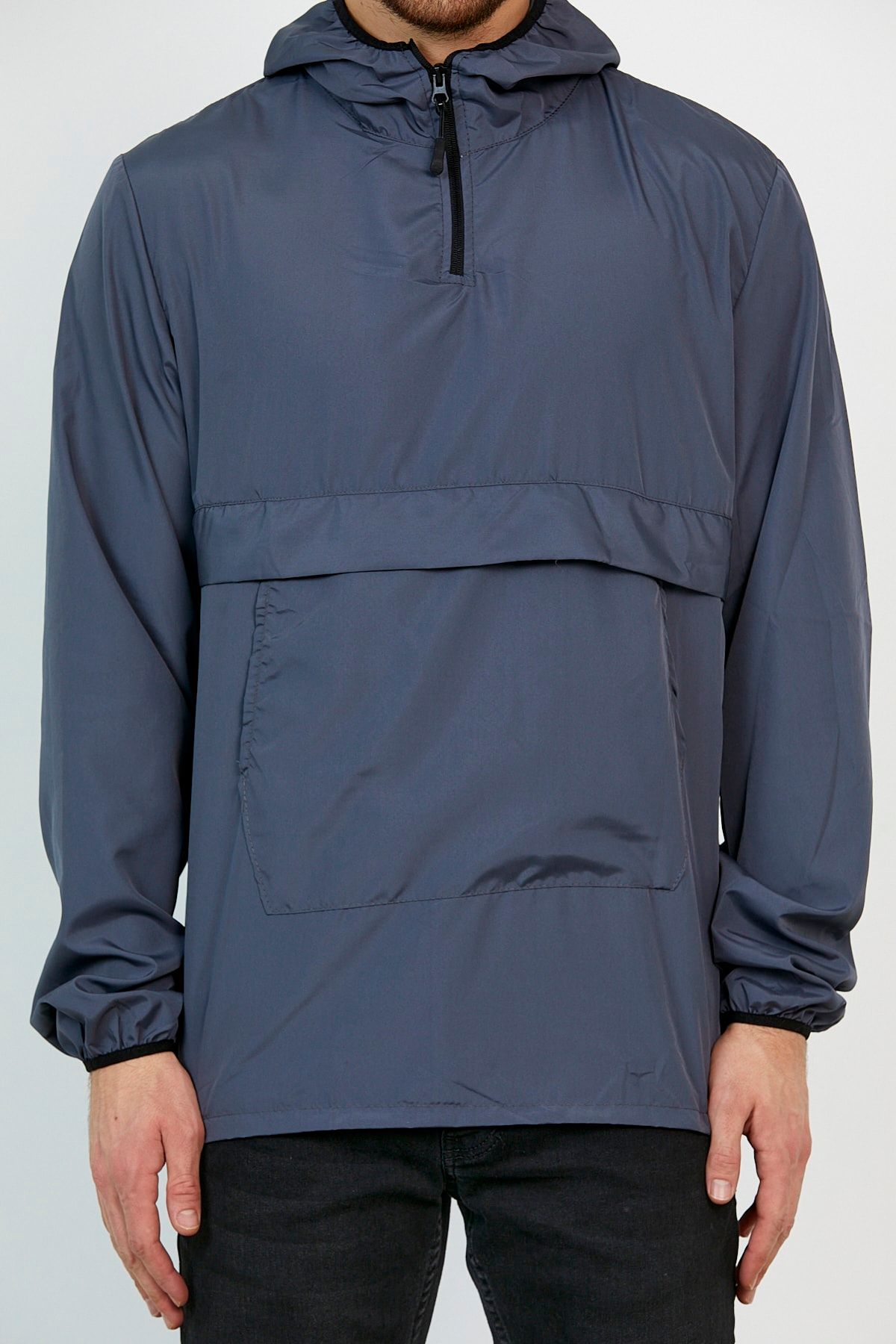 Moda Akai Antrasit Kanguru Cep Unisex Yağmurluk