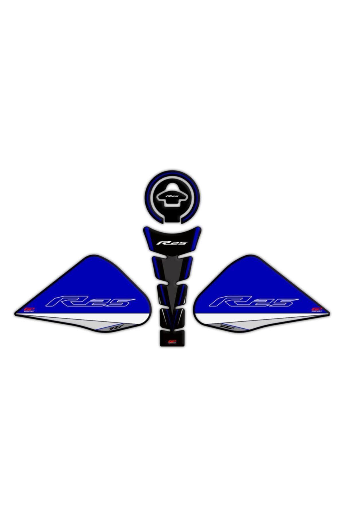 GP KOMPOZİT Yamaha R25 2015-2018 Uyumlu Tank Pad Seti Mavi