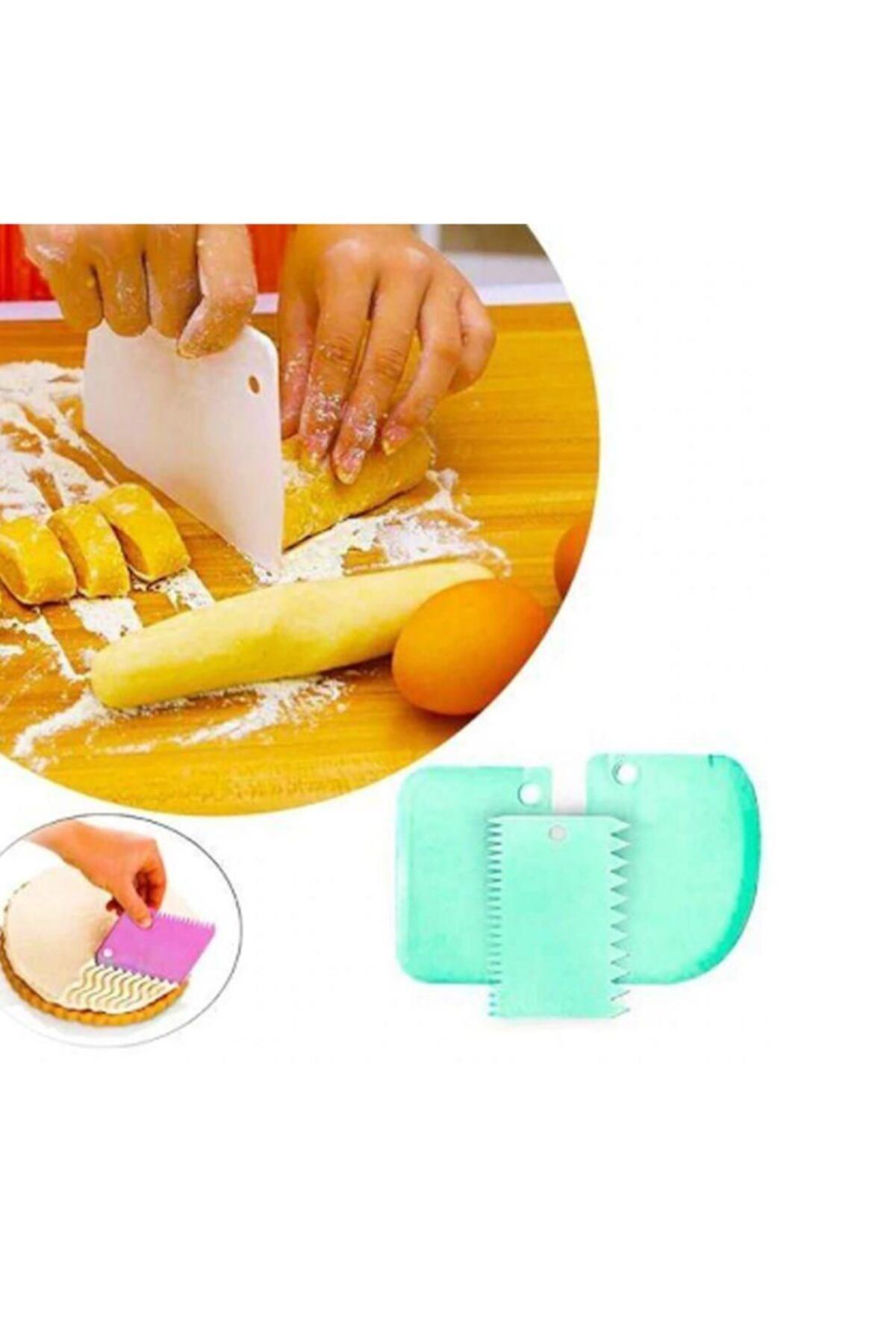 Çokuygunuz 3 Parça Hamur Şekillendirici Pasta Kek Hamur Spatulası Bıçak