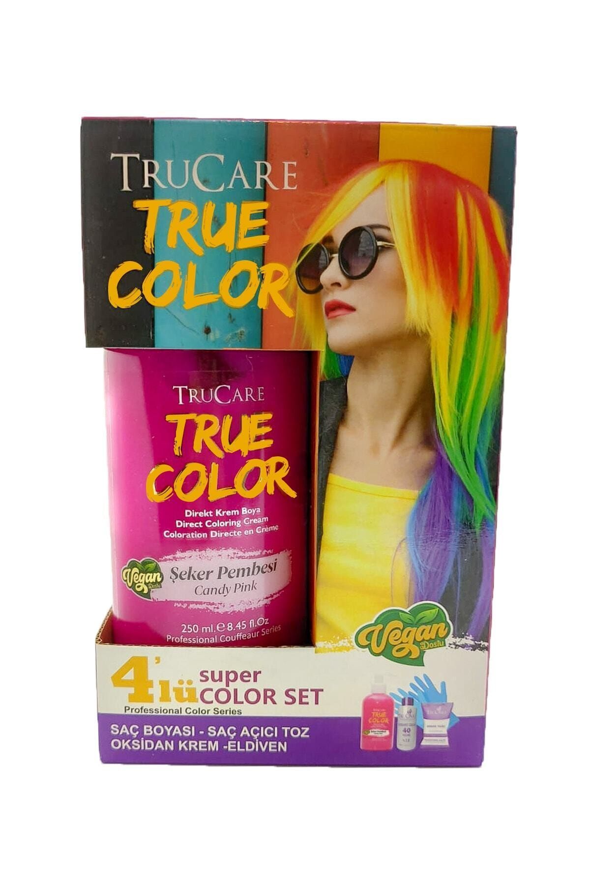 Trucare Truecolor Şeker Pembesi Saç Boyası Seti Saç Açıcı Ve Eldivenli