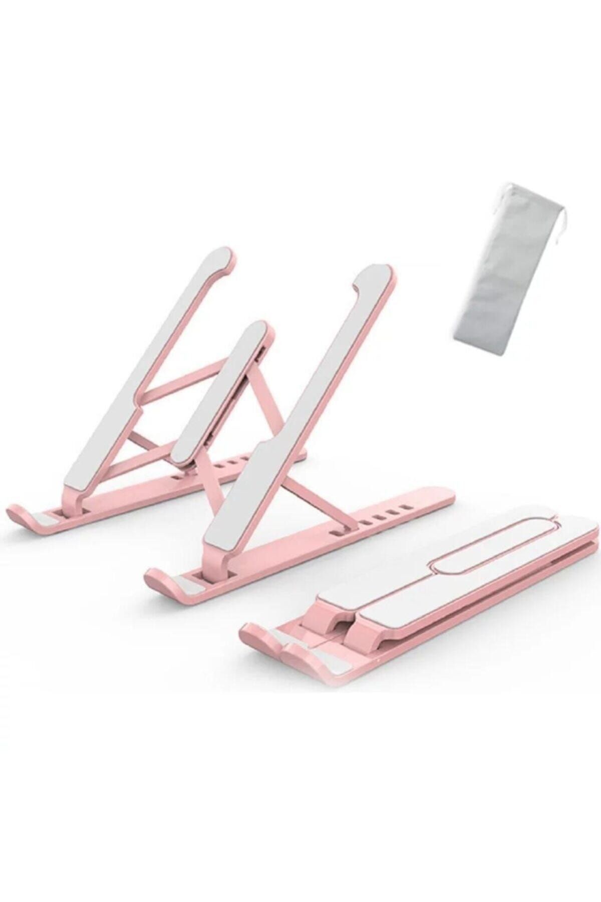 teknosepetim Macbook Laptop Bilgisayar Standı Notebook Özel Yükseltici Stand Tablet Tutucu Ayarlı Pembe