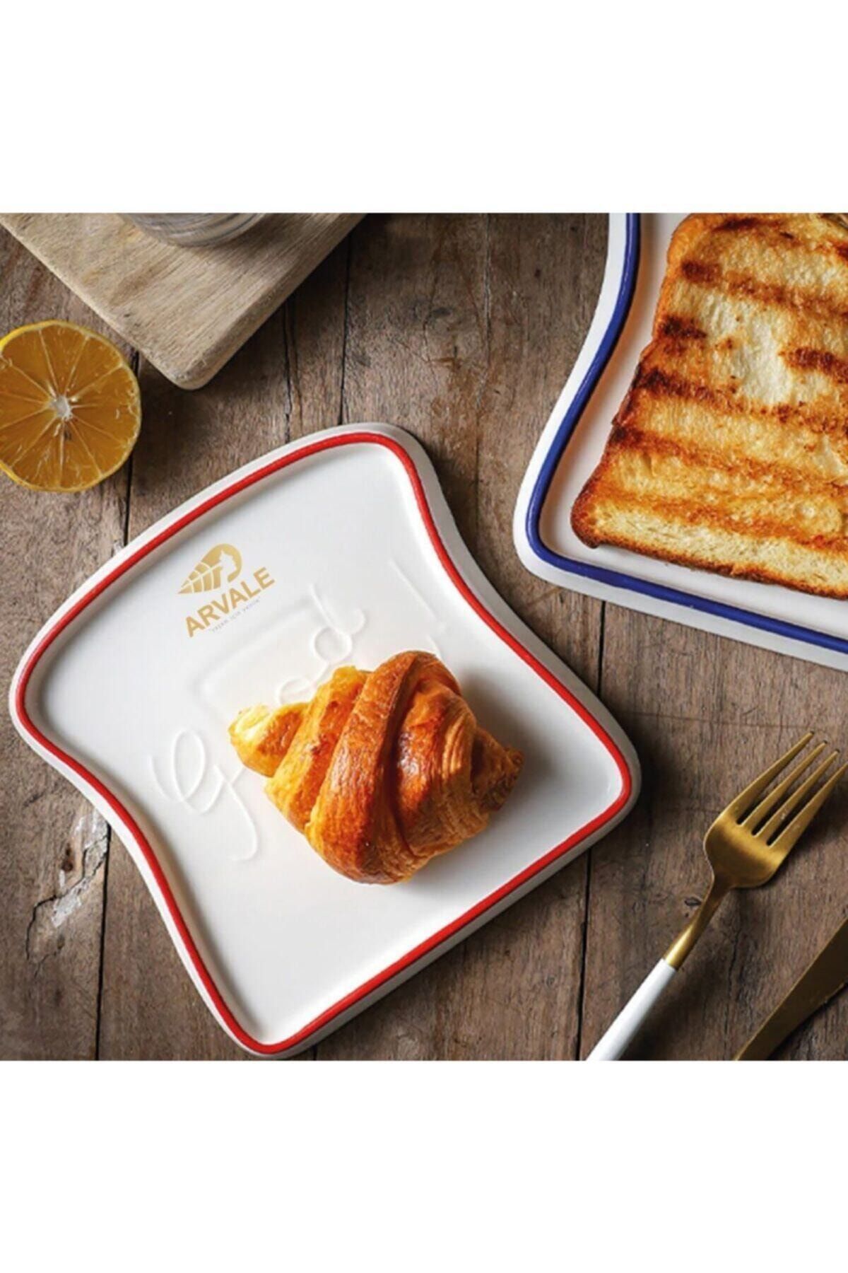 sinerjistore Büyük Boy Tost Tabağı Kahvaltı Sunum Tabağı Kırmızı Renk Tabak Ekmek Tabağı