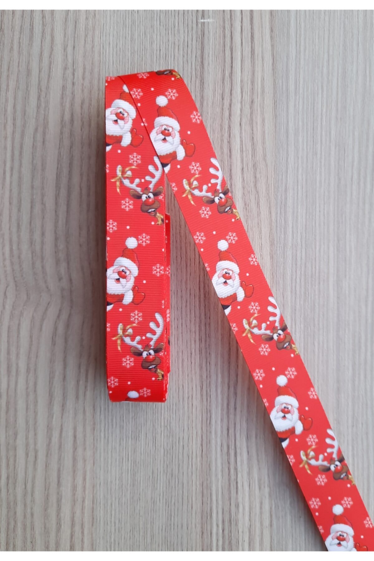 Kezban Tekstil Yılbaşı Kurdele Grogen 5 Metre Kırmızı Noel Baba, Geyik 2.5 Cm