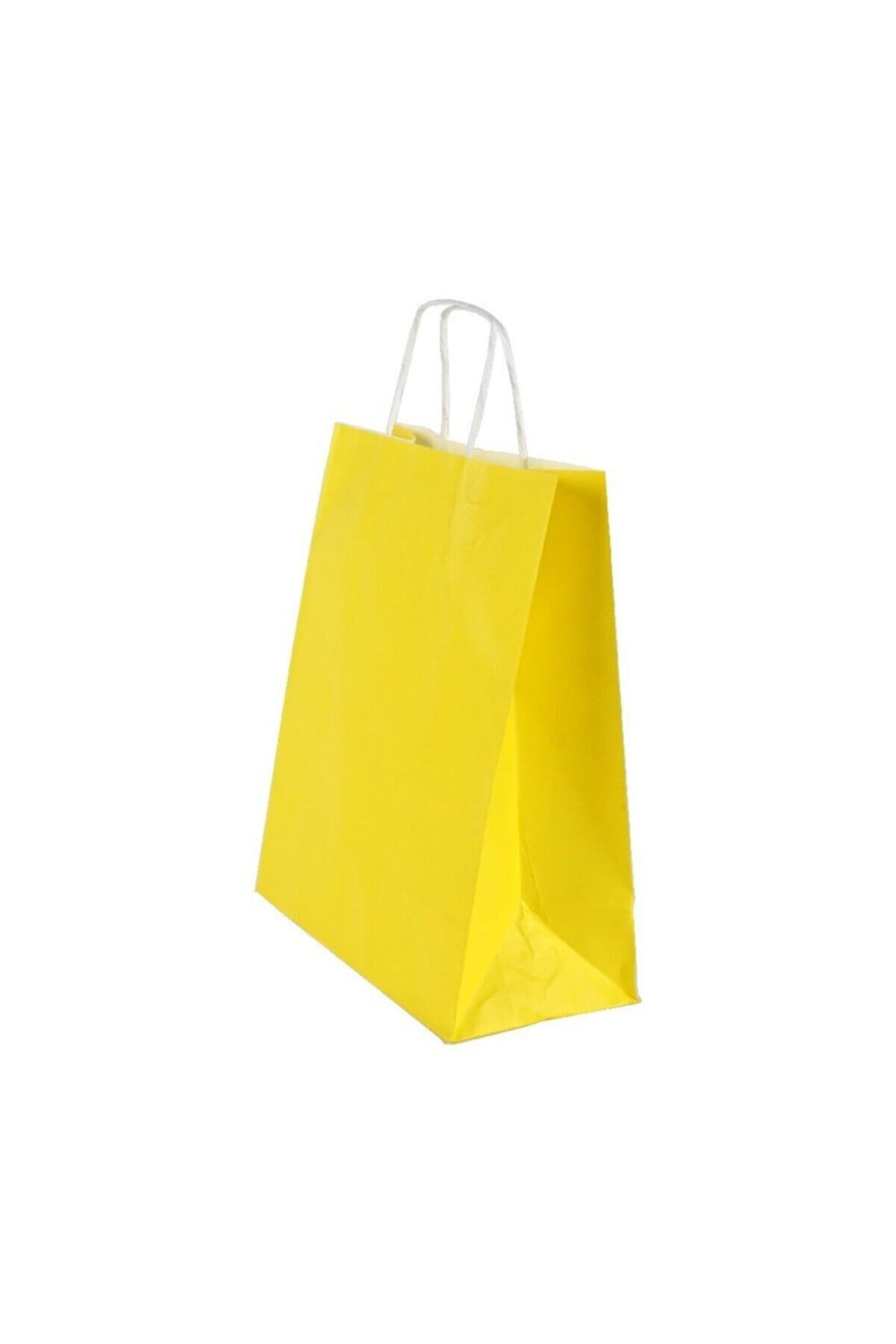 BTambalaj Sarı Kraft Çanta 18x8x24 ( 10 Adet ) ( Kağıt Poşet Çanta )