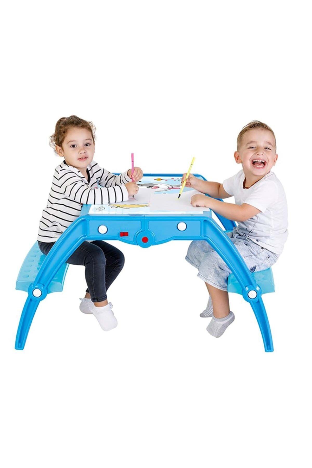 PİLSAN Yılın Ilk Fırsatları - Pratik Çalışma Masası Mavi - ™ Beyaz At®