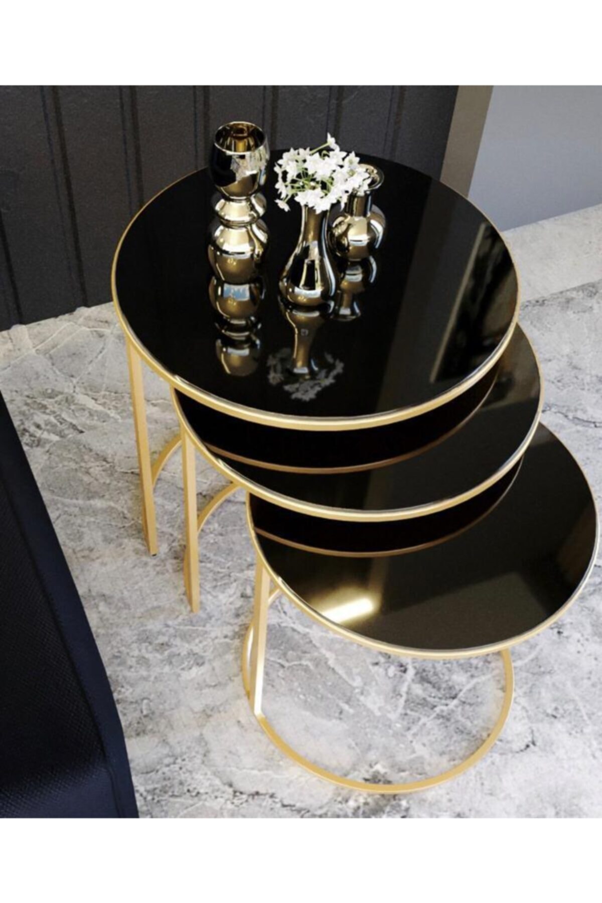 ARTBROS 3'lü Zigon Sehba Gold Siyah Cam