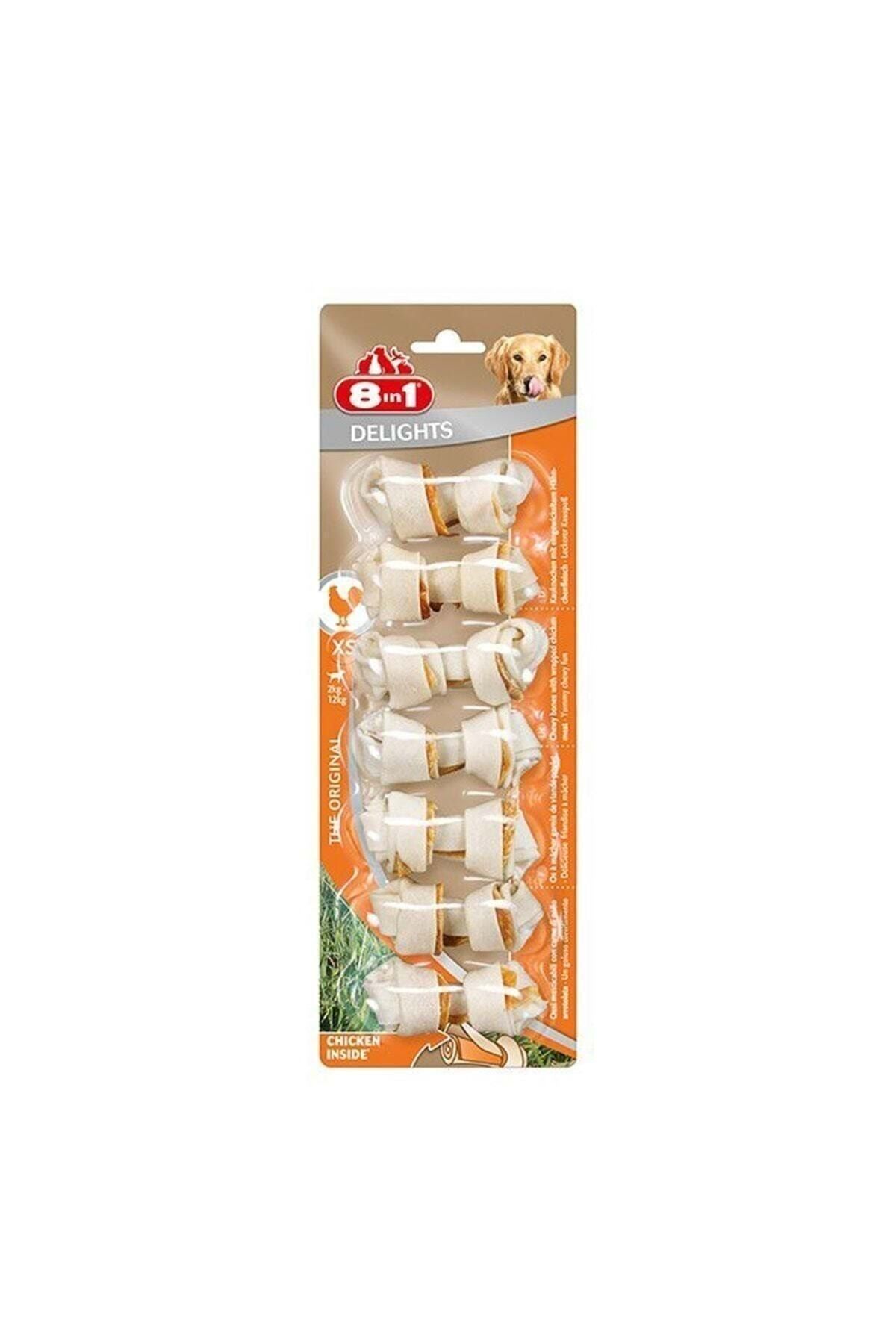 8in1 Delights Bones Düğümlü Tavuklu Köpek Kemiği 84 Gr 7 Adet