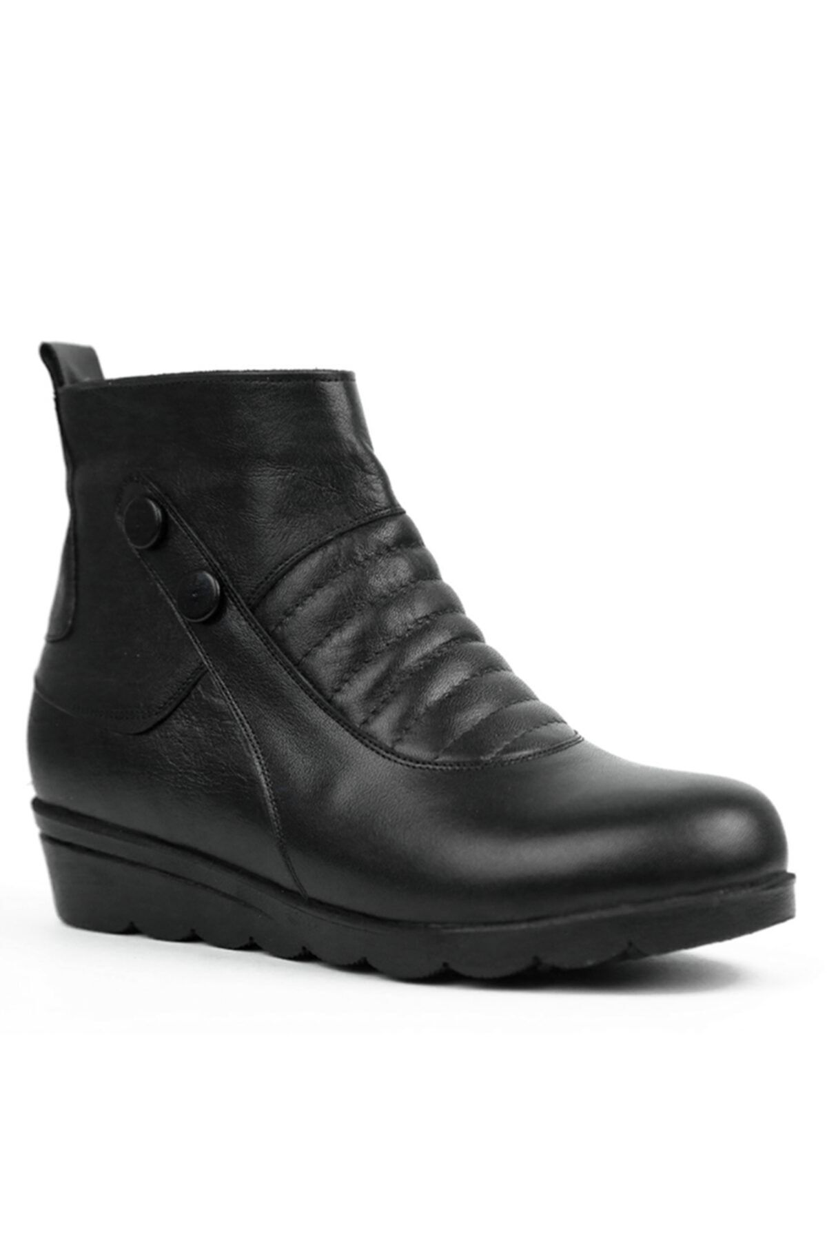 MAGIC SHOES Kadın Siyah Hakiki Deri İçi Kürklü Comfort Tam Ortopedik Anne Botu