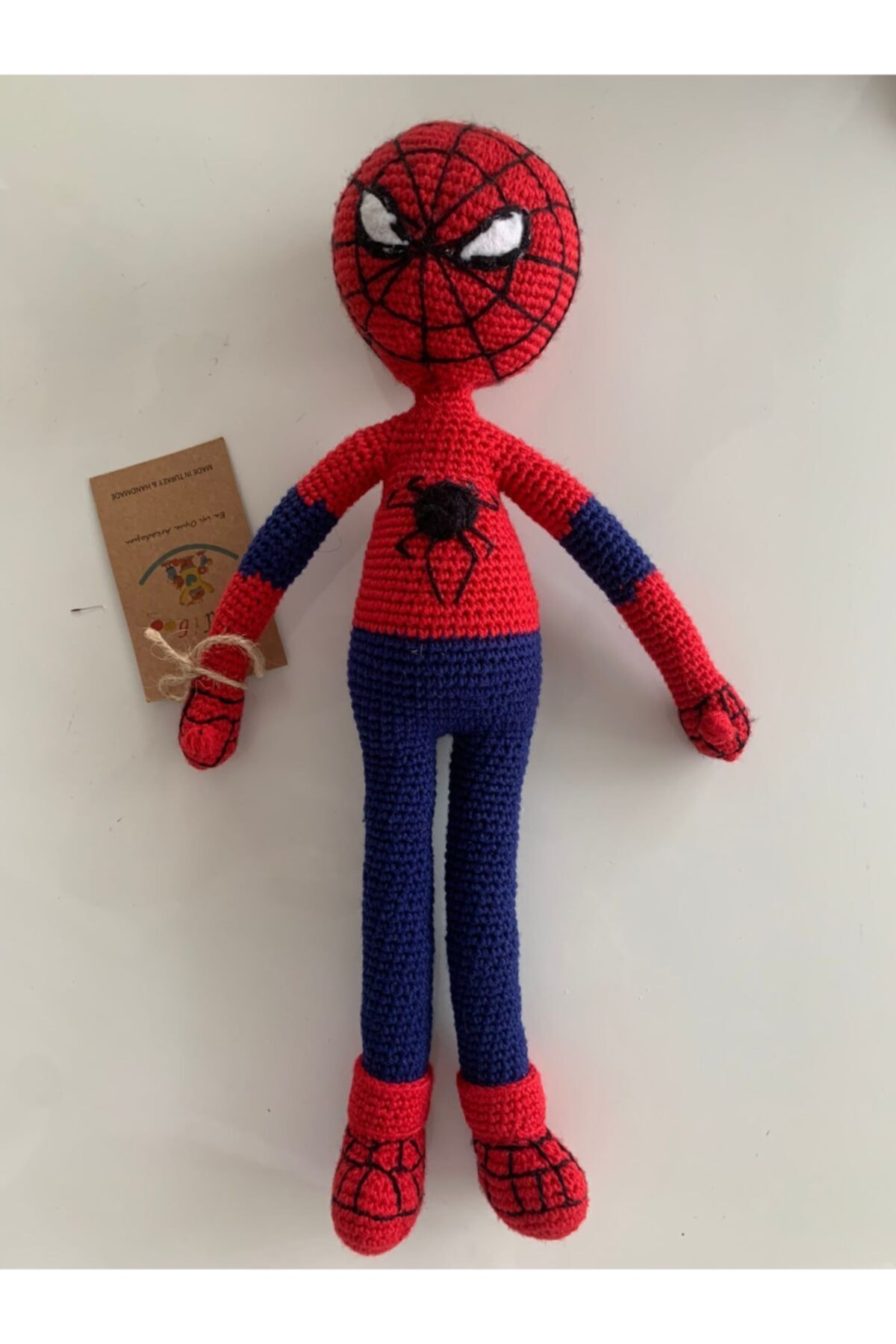 madiboooyuncak Madiboo Oyuncak Doğal El Örgüsü Örümcek Adam Figürlü Amigurumi Bebek (35 Cm)