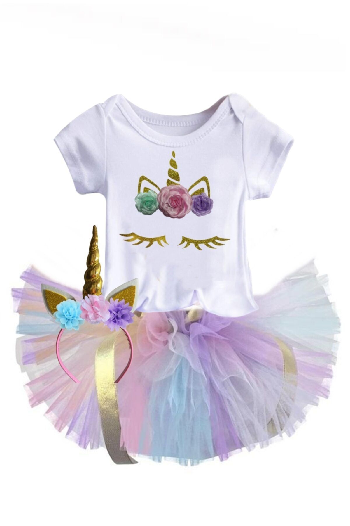 bba new trend Simli Unicorn Tütü Etek Seti,doğum Günü Astarsız!! Tütü Etek Unicorn Kostüm
