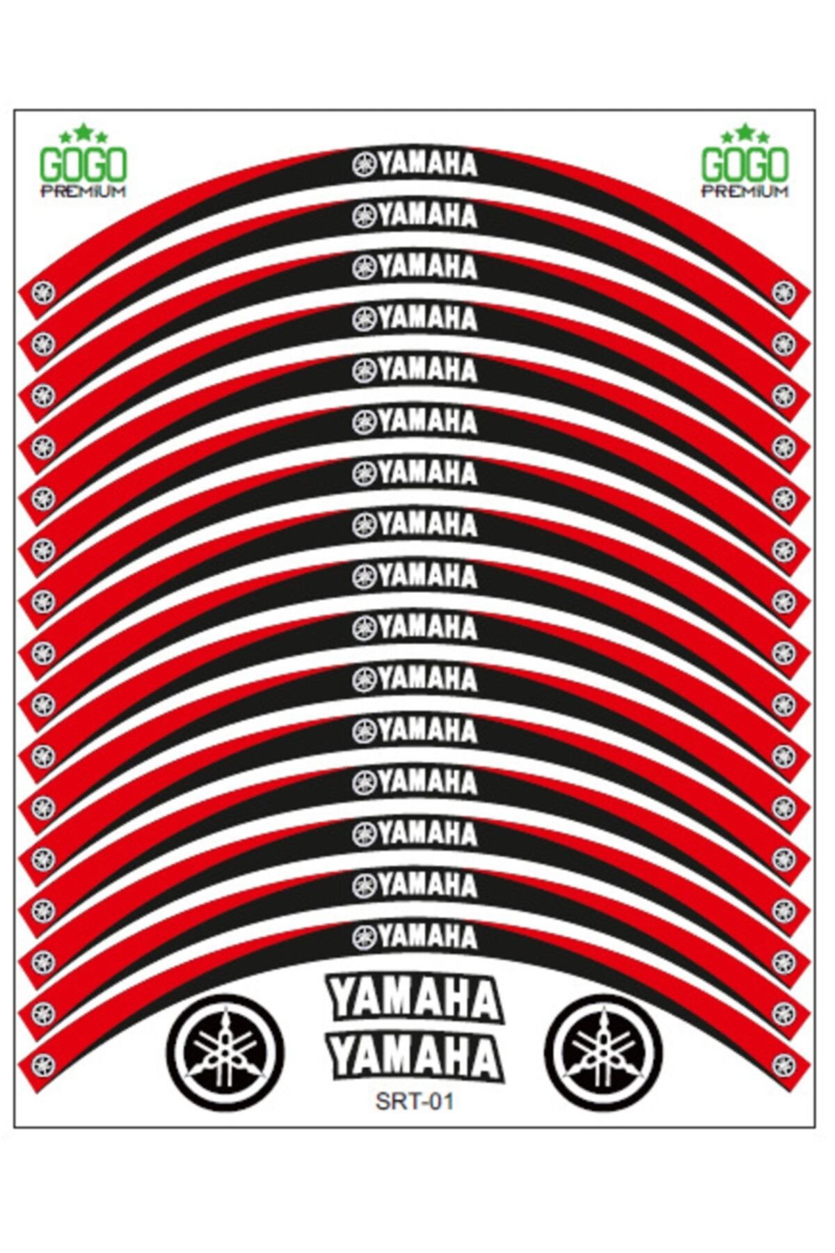 MotoExpressStore Yamaha Kırmızı Siyah Reflektörlü Jant Şeridi