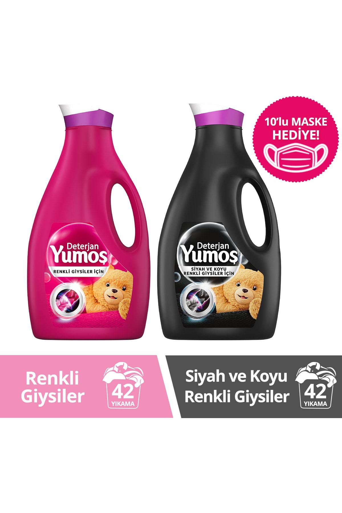 Yumoş Sıvı Bakım Çamaşır Deterjanı Renkli Giysiler İçin Renk Koruma 2520 ML + Solmayan Siyahlar 2520 ML
