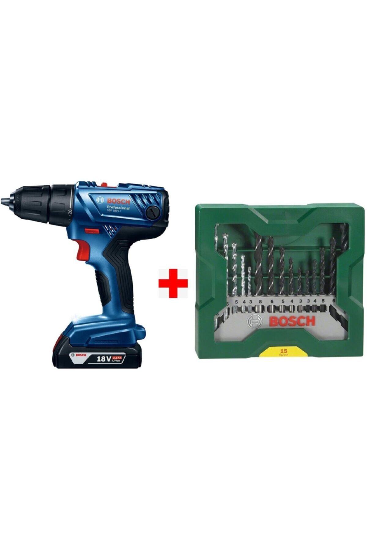 Bosch Gsr 180-lı Akülü Vidalama Şarjlı Matkap + 15 Parça Matkap Ucu Seti