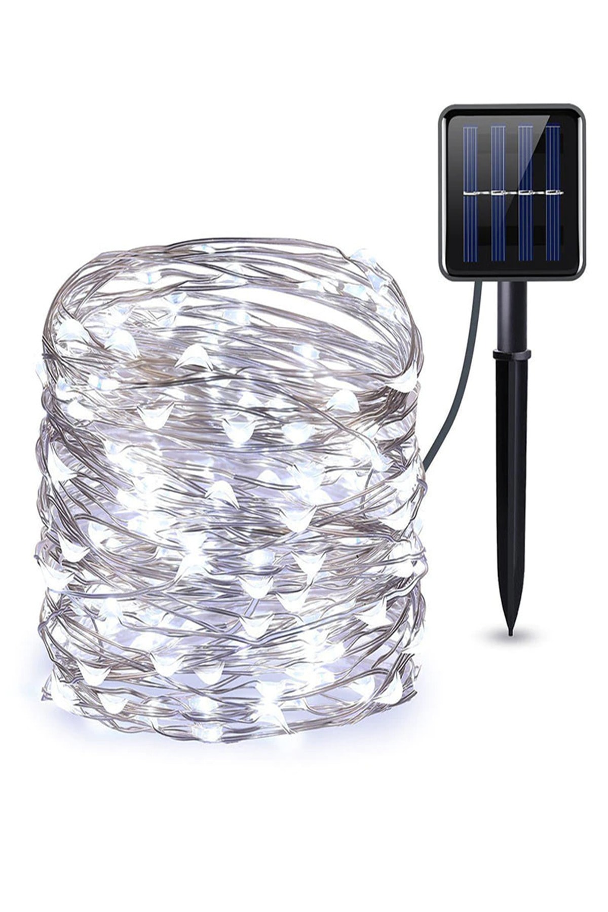 Solar 100 Led 13m Bahçe Balkon Ağaç Güneş Enerjili Beyaz Dekoratif Led