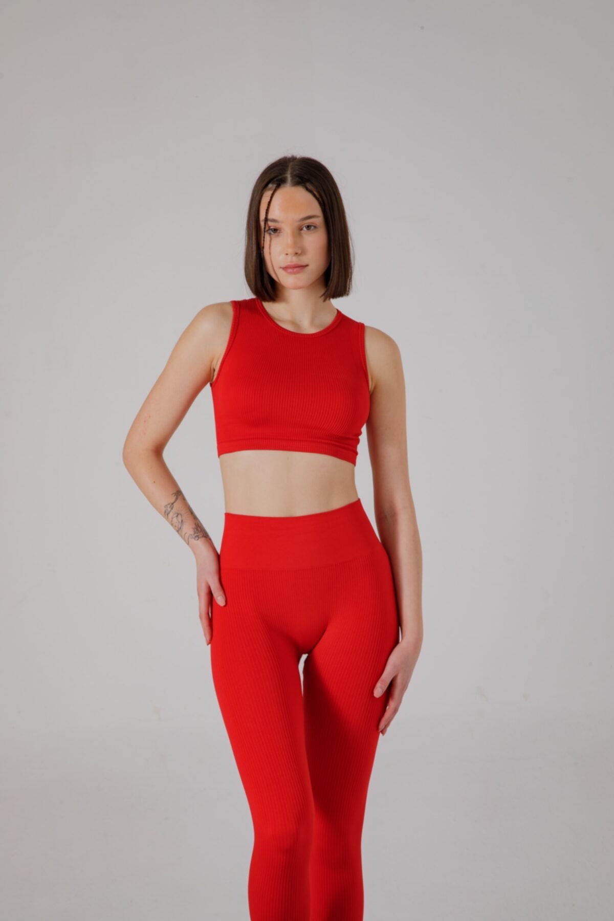 Zin Pilates Kadın Kırmızı Dikişsiz Fitilli Büstiyer