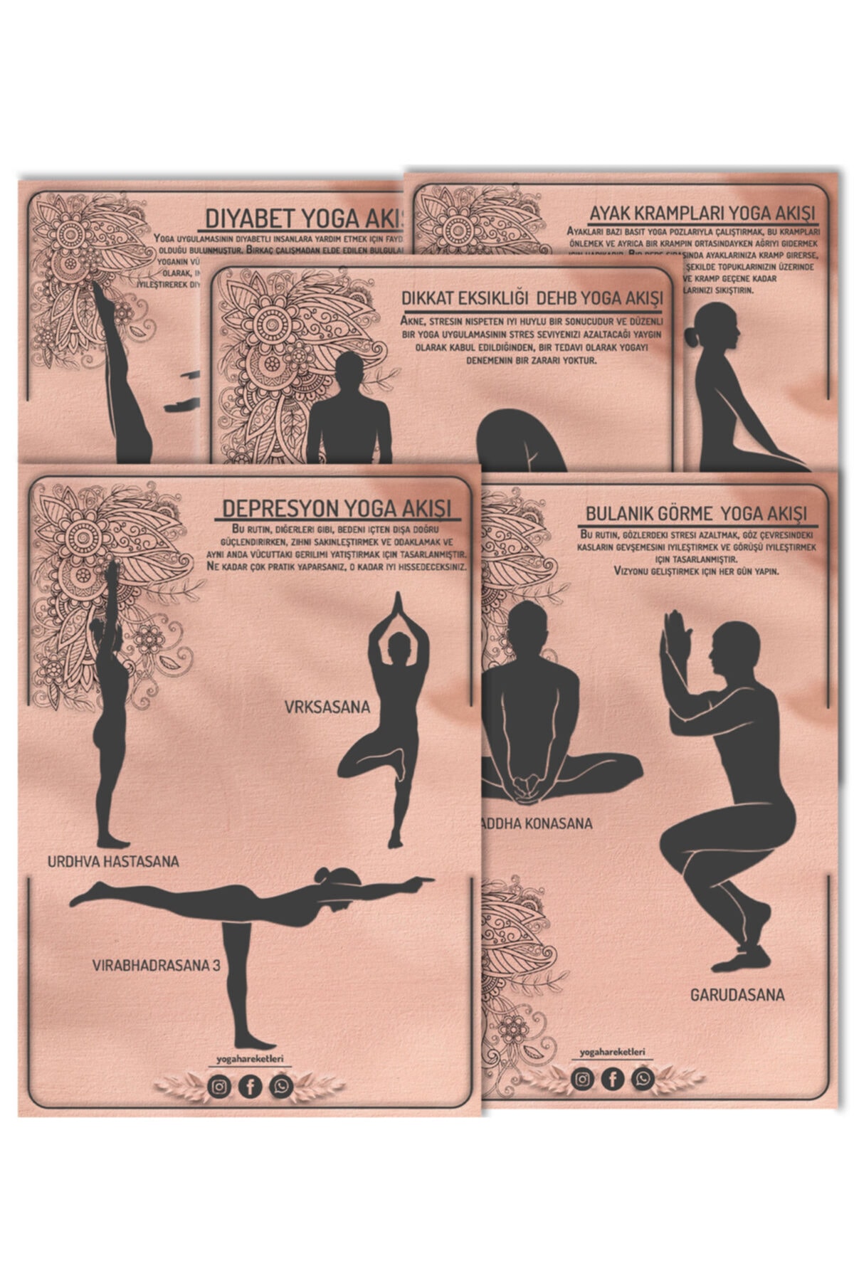 Yoga Hareketleri 130 Kartlık Mandala Serisi