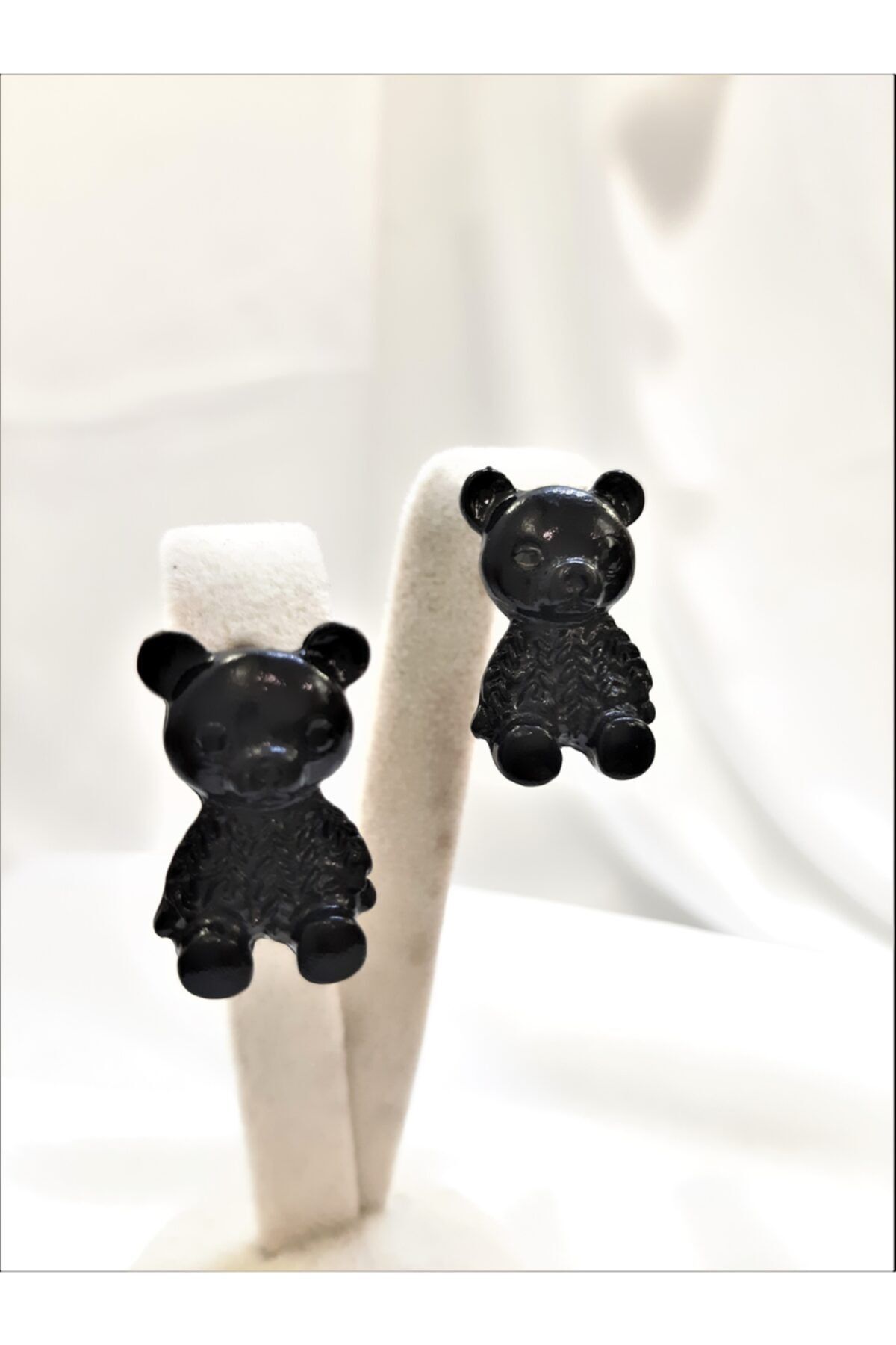 TÜKKAN ACCESSORİES Teddy Ayıcık Siyah Kaplama Küpe