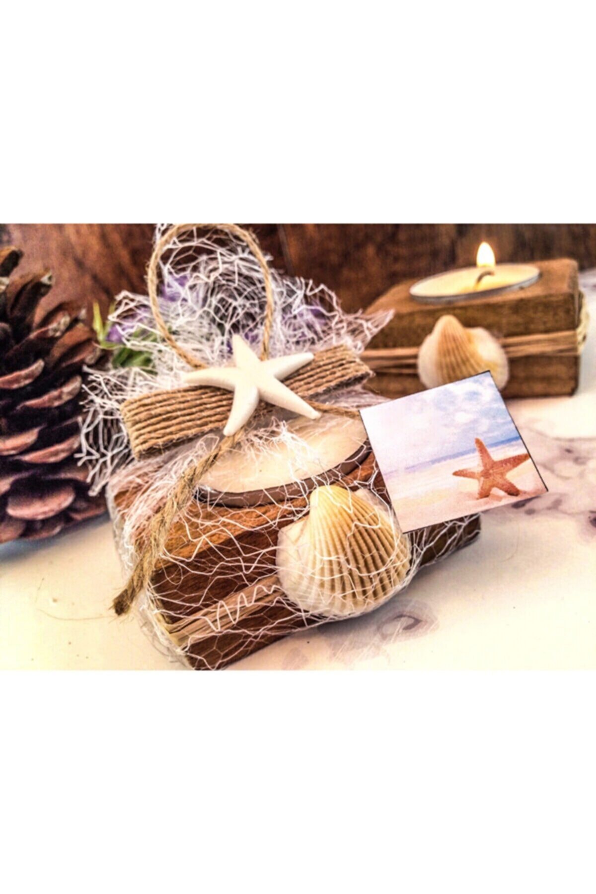 Çemrek Süs Parti 25 Adet Ahşap Mumluk Nikah Şekeri Bebek Şekeri - Söz Nişan Kına Hediyelik