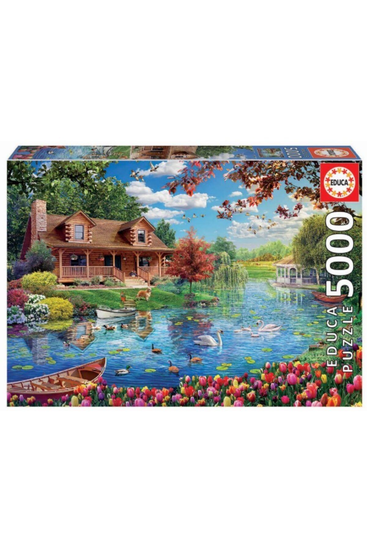 Educa Puzzle Educa 5000 Parça Göl Kenarında Küçük Ev Puzzle