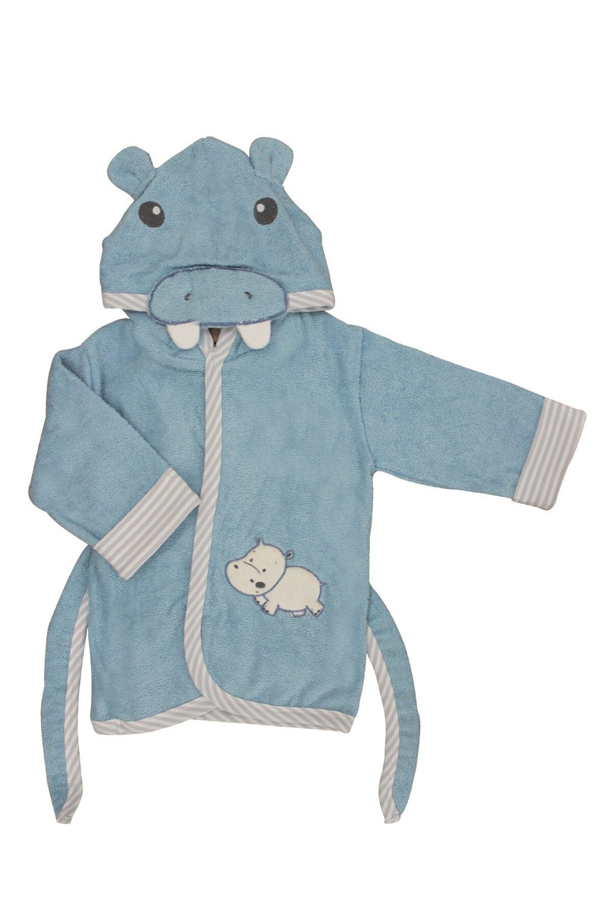 Bi Organik Biorganic Erkek Bebek Crazy Hippo Bornoz Mavi