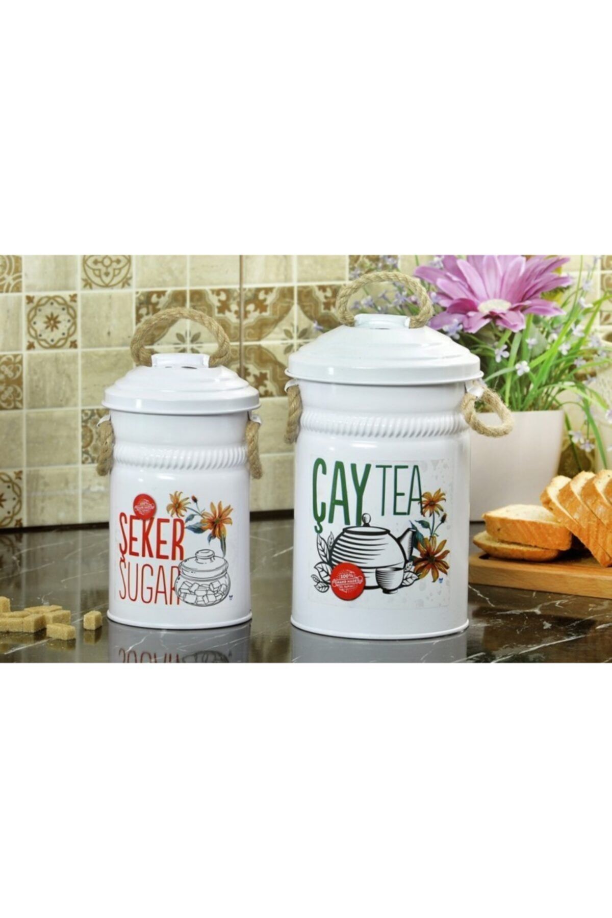 Yıldıray Metal 2'li Çay Şeker Kovası Beyaz