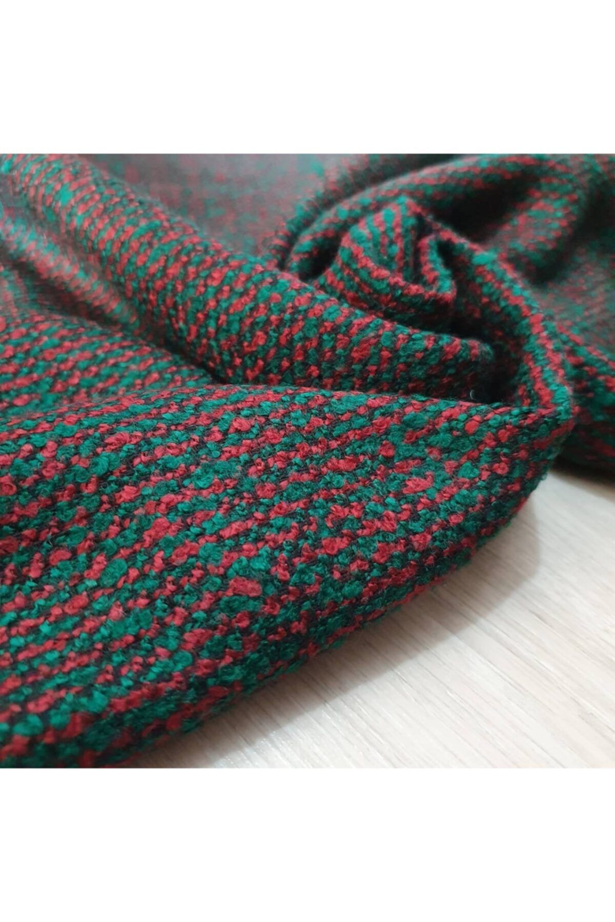 İzmitkumaş 1.50 Metre Uzunlukta Bordo - Yeşil Çift En Kumaş Eni 1.50 Cm