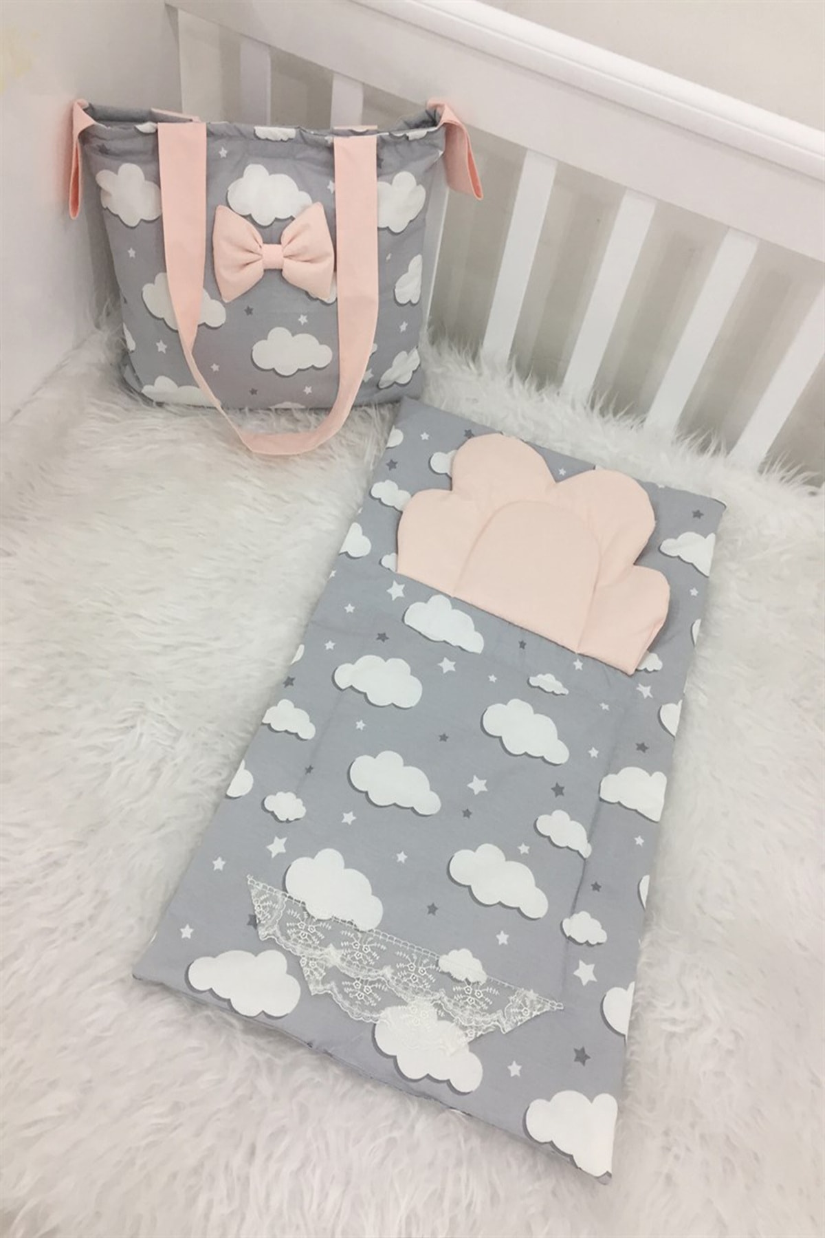 modastra Gri Bulutlu Altaçma Ve Bebek Bakım Çantası