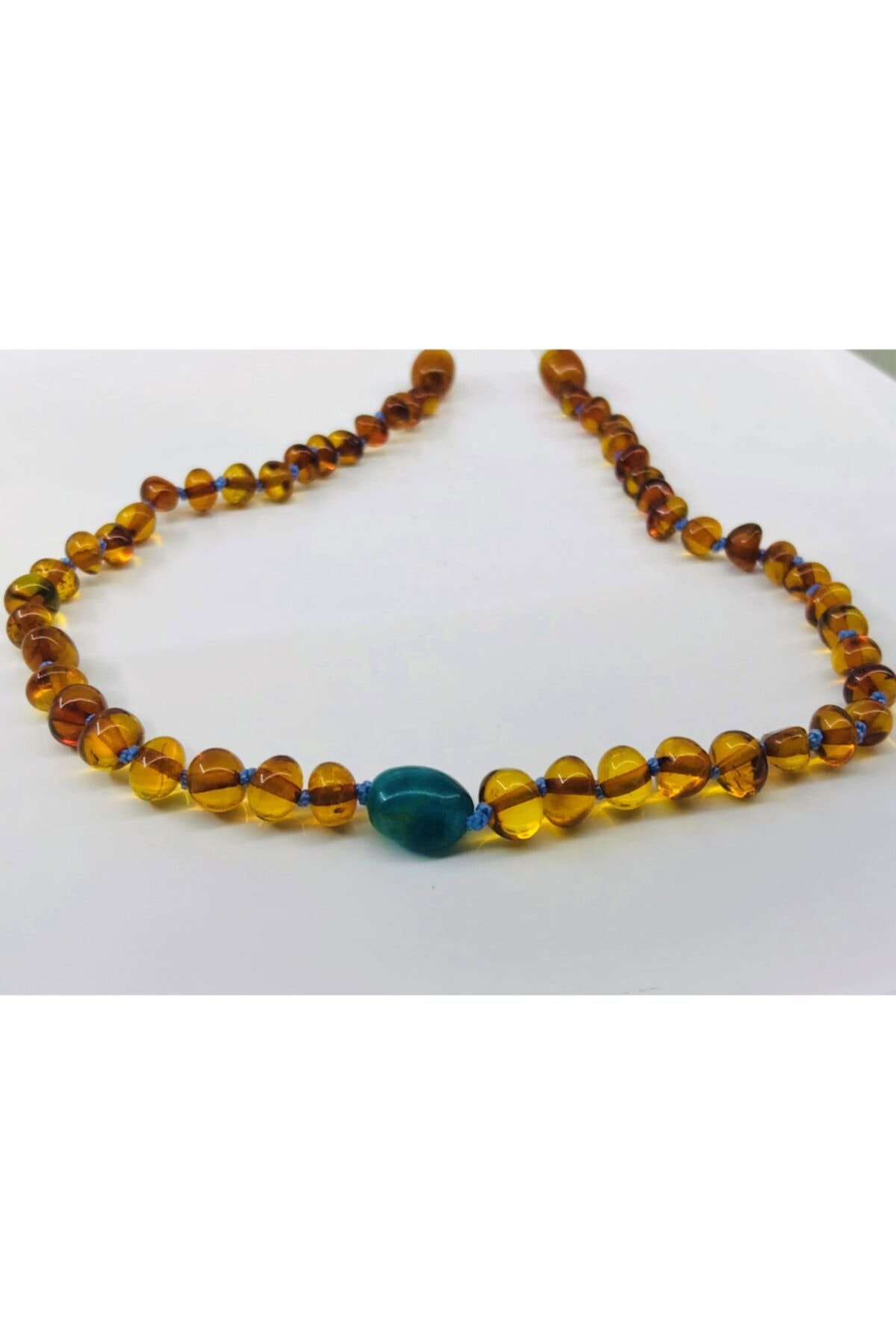 NİSSBEBE Sertifikalı Orijina Apatit Taşlı 37cm Damla Kehribar Çocuk Kolye