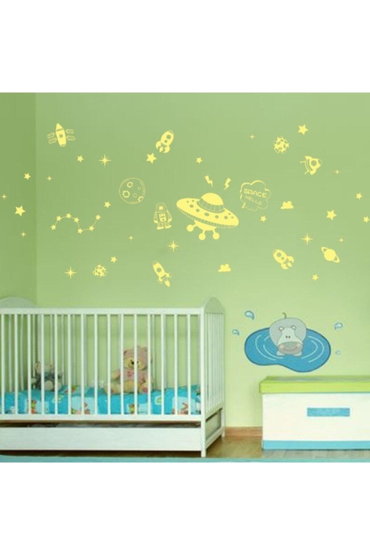 DEZ Karanlıkta Parlayan Çocuk Odası Uzay Duvar Sticker