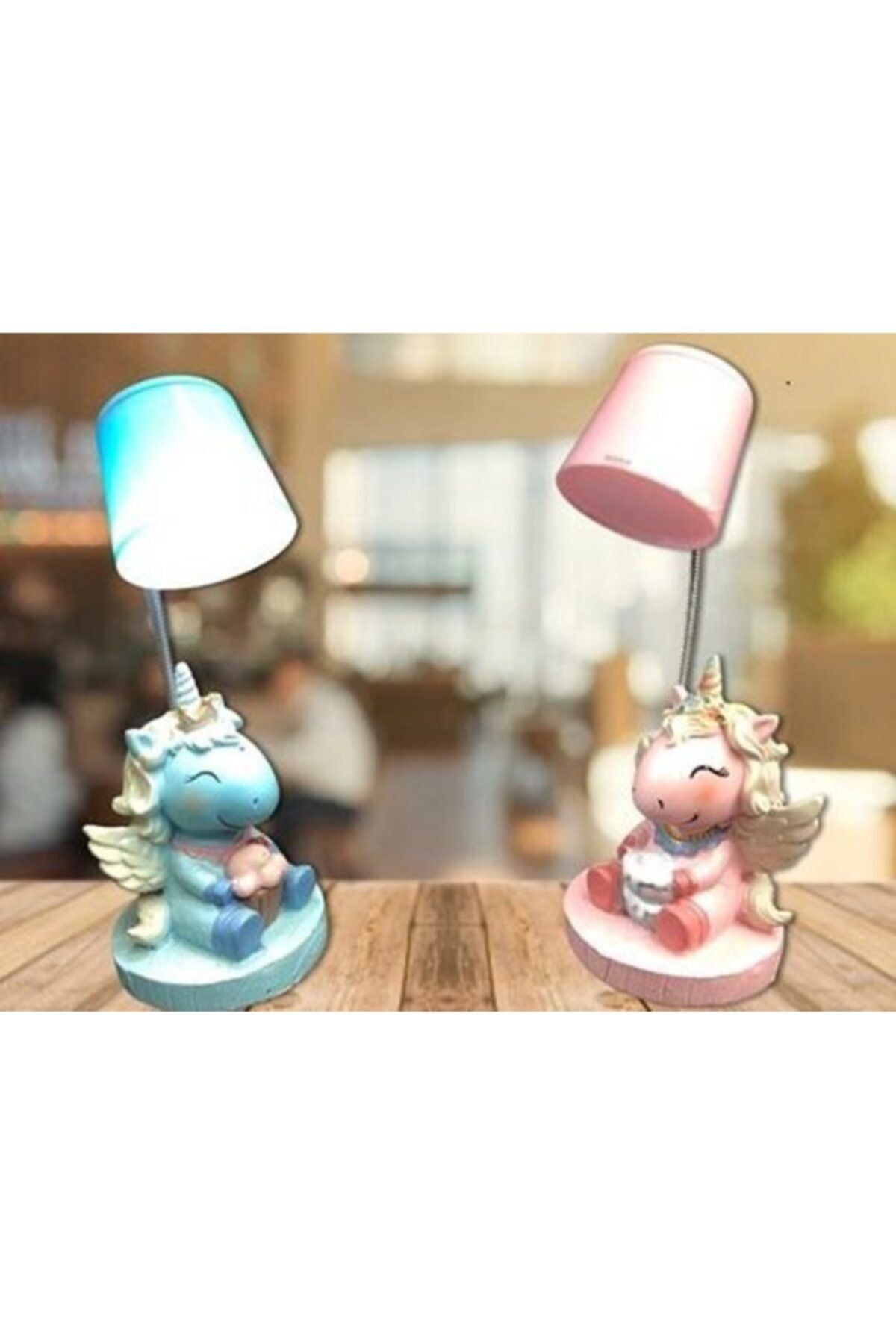 ARD Polyester Sevimli Unicorn Işıklı Biblo Masa Lambası Mavi