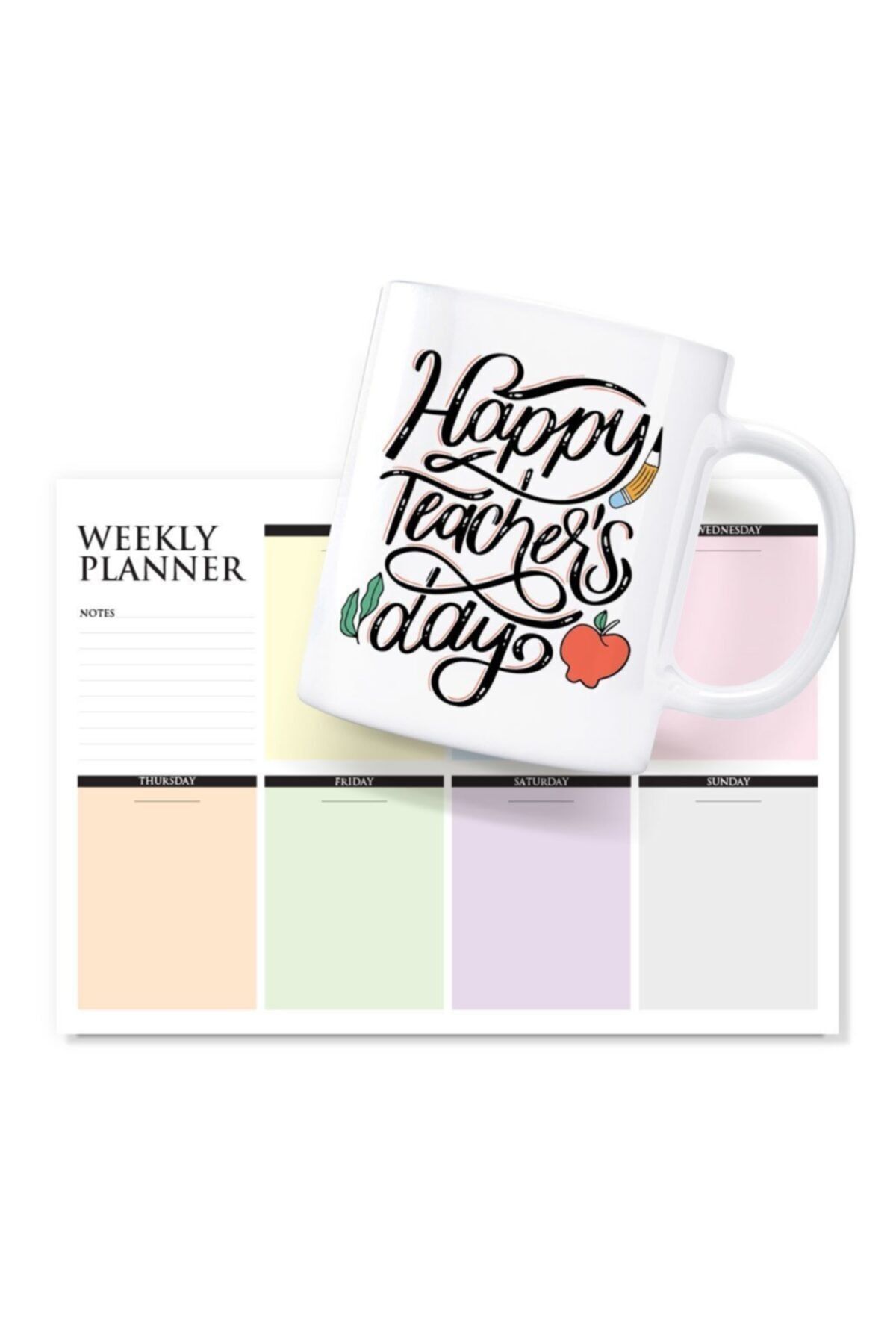 bi'aldım Öğretmenler Gününe Özel Happy Teachers Day Kupa Ve Haftalık Planlayıcı