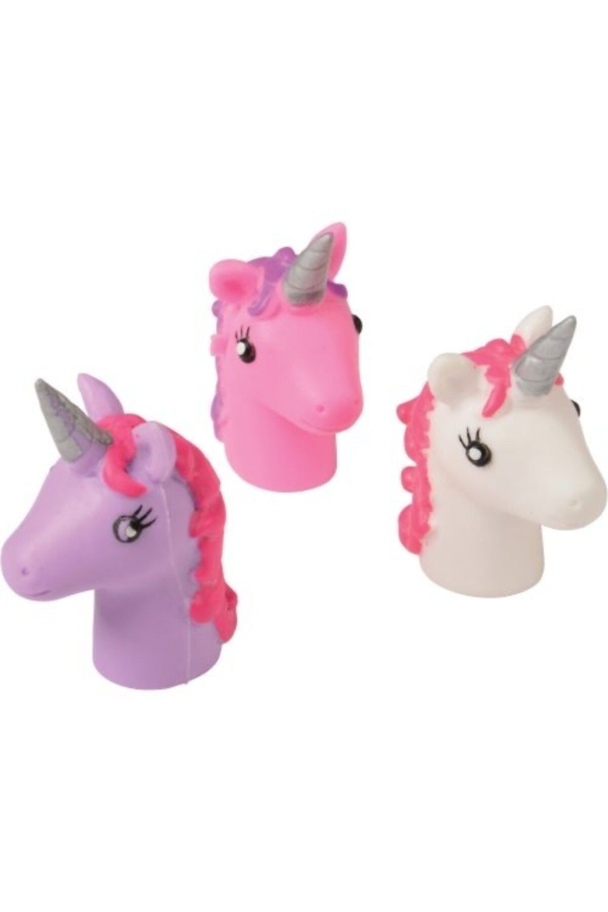 UNICORN Parmak Kuklası 3 Adet Birden Pembe Ve Mor Ve Beyaz