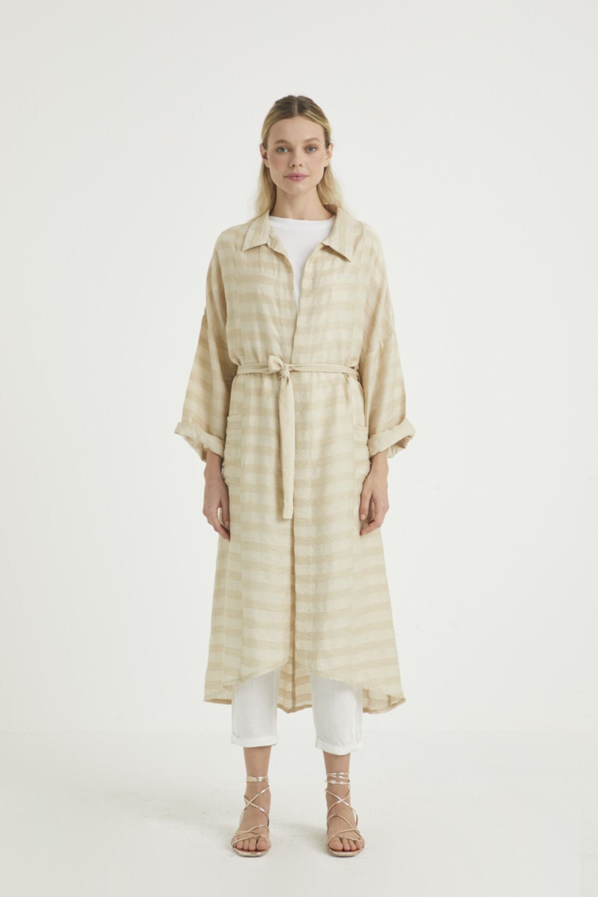 AHSA Kadın Bej Giy Çık Kimono Kap