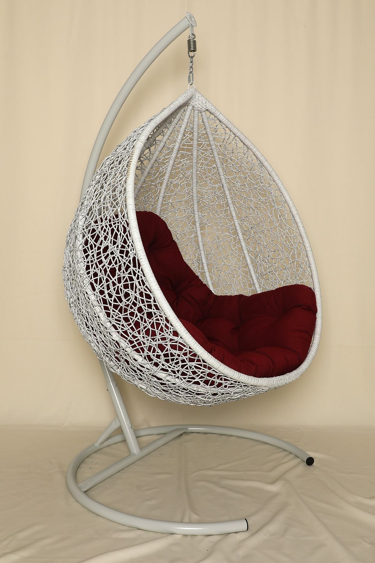 EURO GARDEN Gloria Kırçıllı Beyaz Tek Kişilik Rattan Salıncak