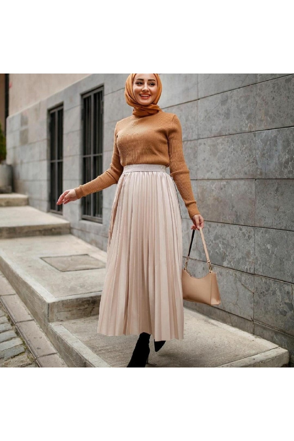 SAREM Kadın Krem Deri Görünümlü Etek