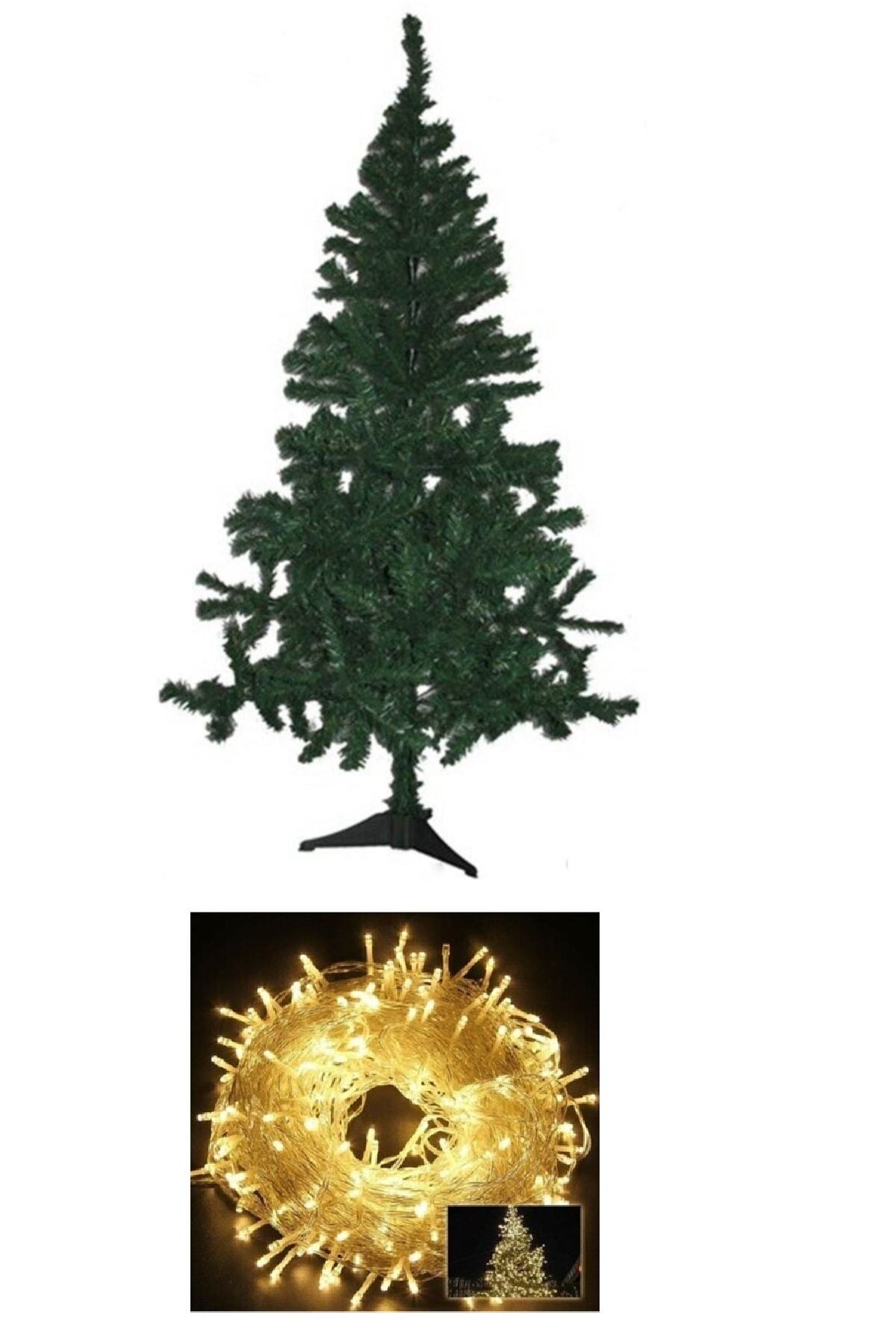 KozmoParti 120cm Yılbaşı Ağacı + Fişli Pirinç 100'ledli Günışığı 10m