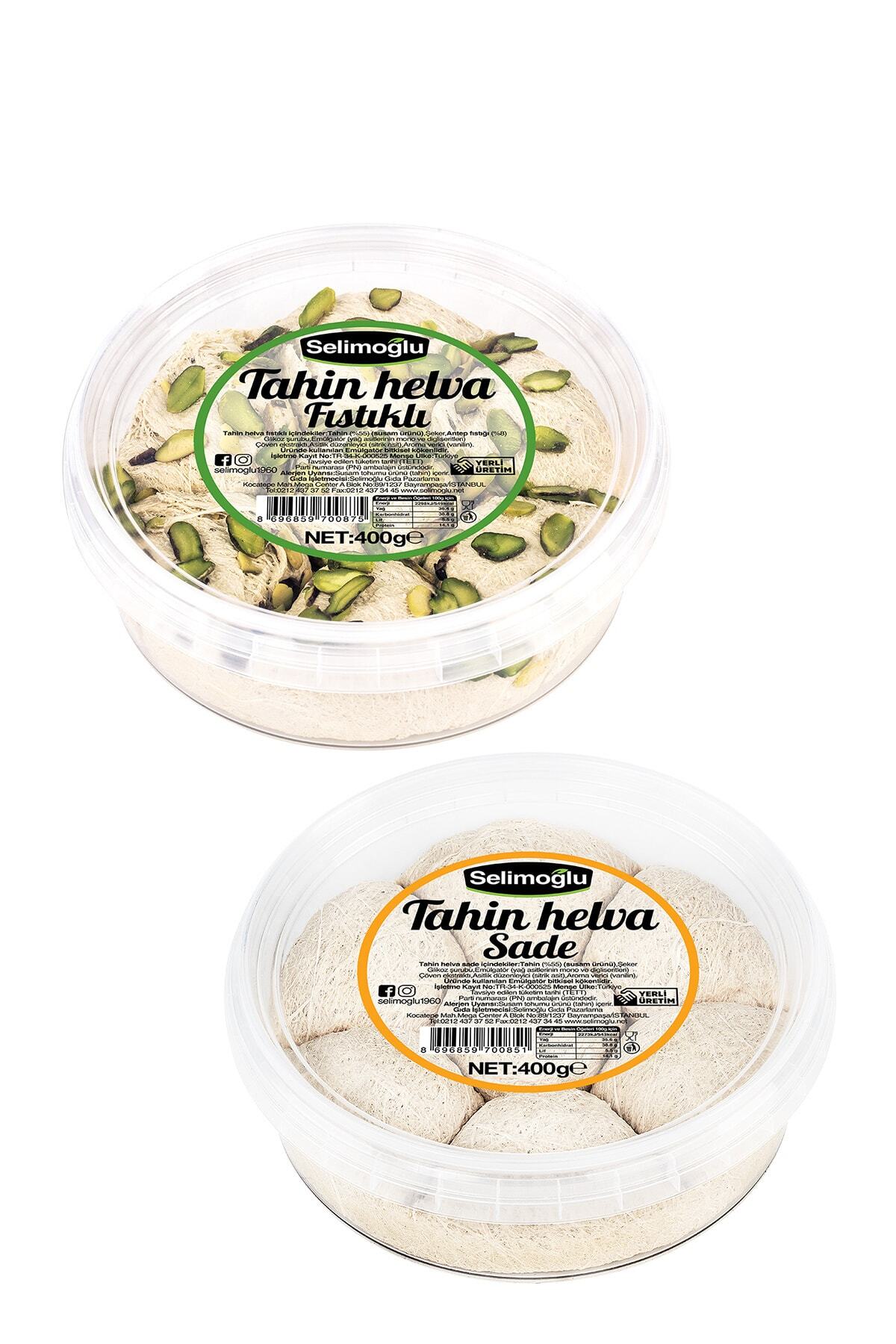 Selimoğlu Tahin Helva Fıstıklı, Tahin Helva Sade Dilimli 400g. 2 Adet