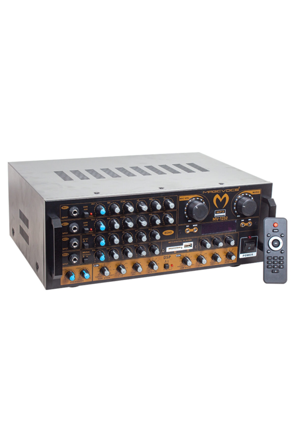OEM Magıcvoıce Mv-1232 2*100w Usb/sd Bt Uk-balans 4 Mik Giriş-4 Hop Çıkışlı Stereo Küp Mixer Trafosuz An
