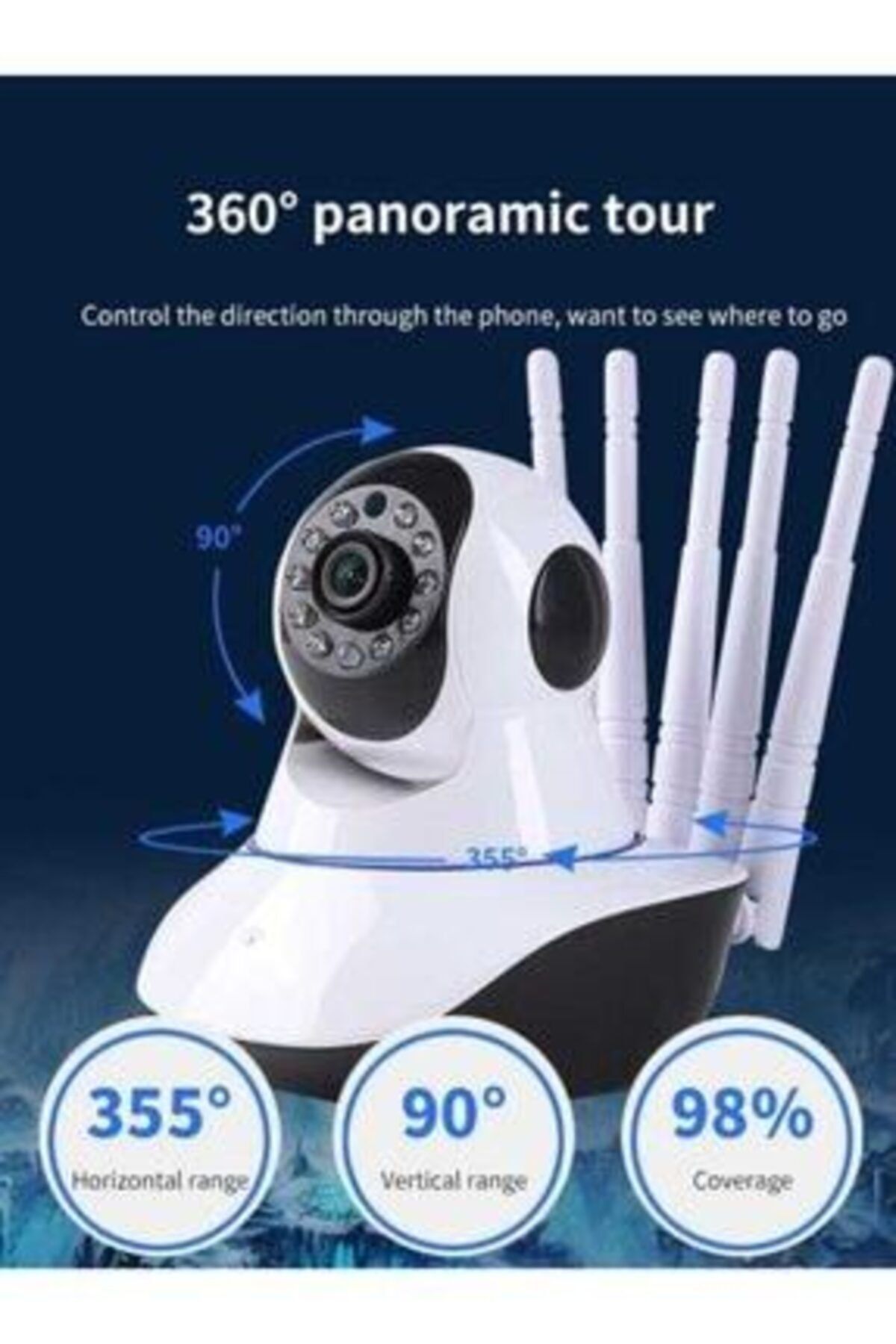Özasya AVM Glr Kablosuz Wifi Kamera 360° 5 Antenli Yeni Nesil Nesne Takip