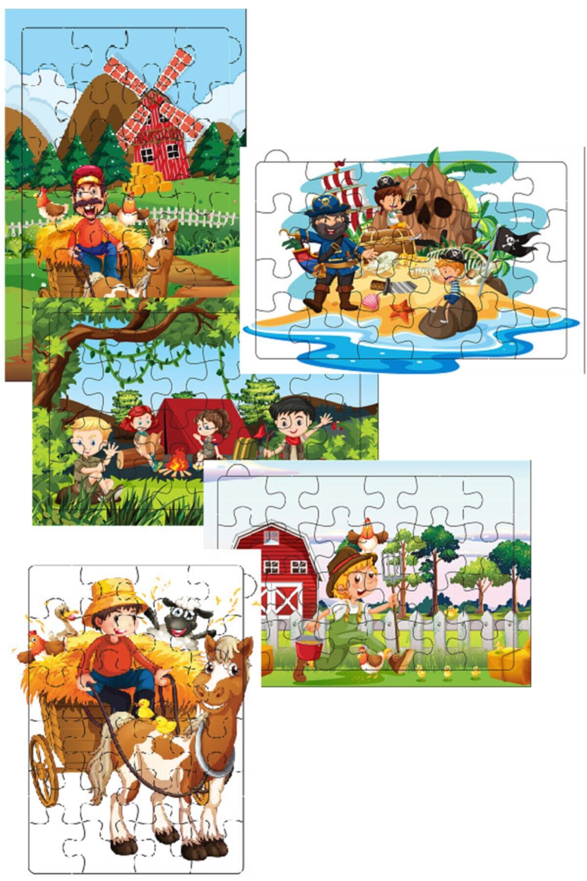 Redro Home 5'li Ahşap Puzzle Set 24 Parça Çiftlik