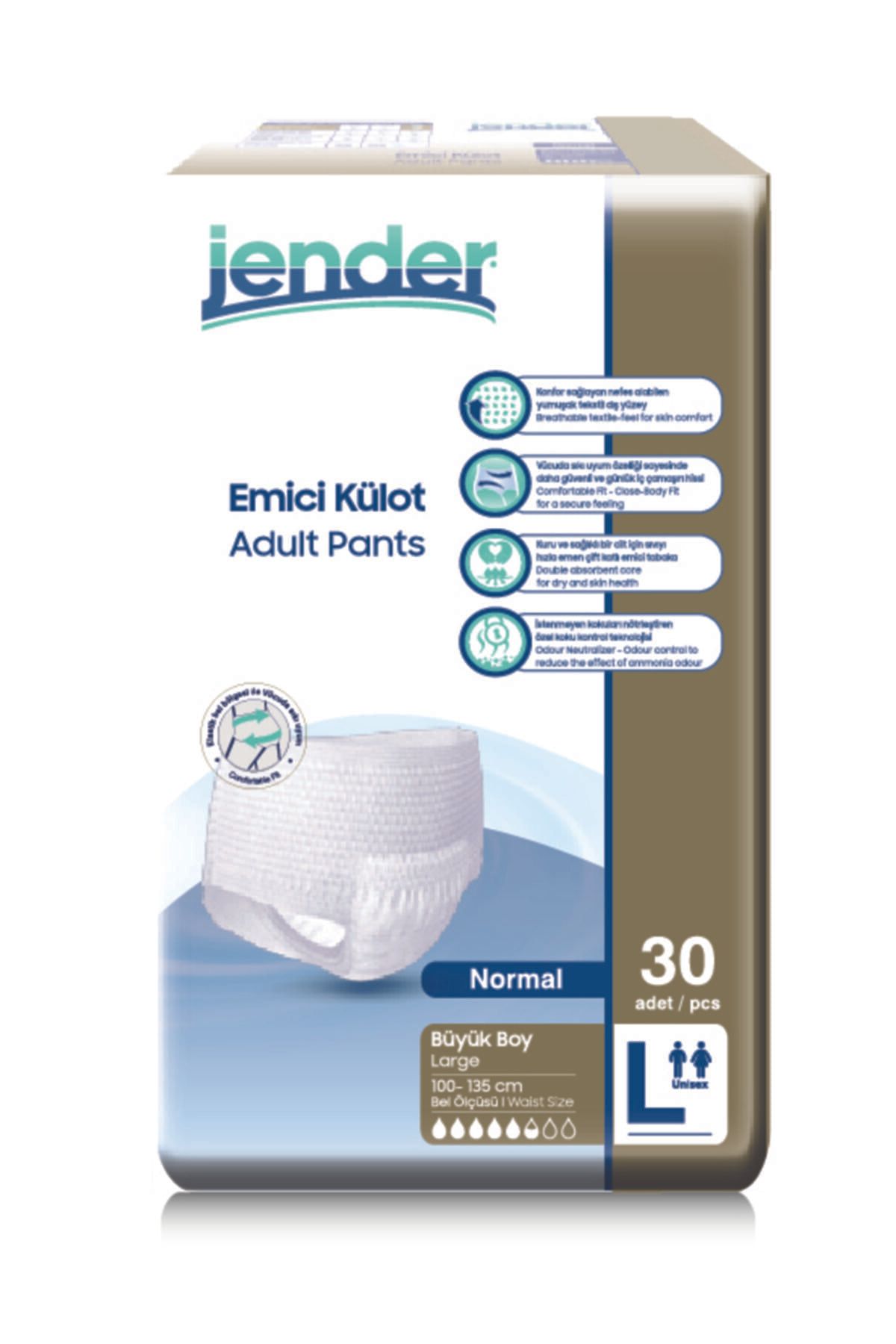 JENDER Emici Külot Large 60 Adet 2 Paket 30 Luk