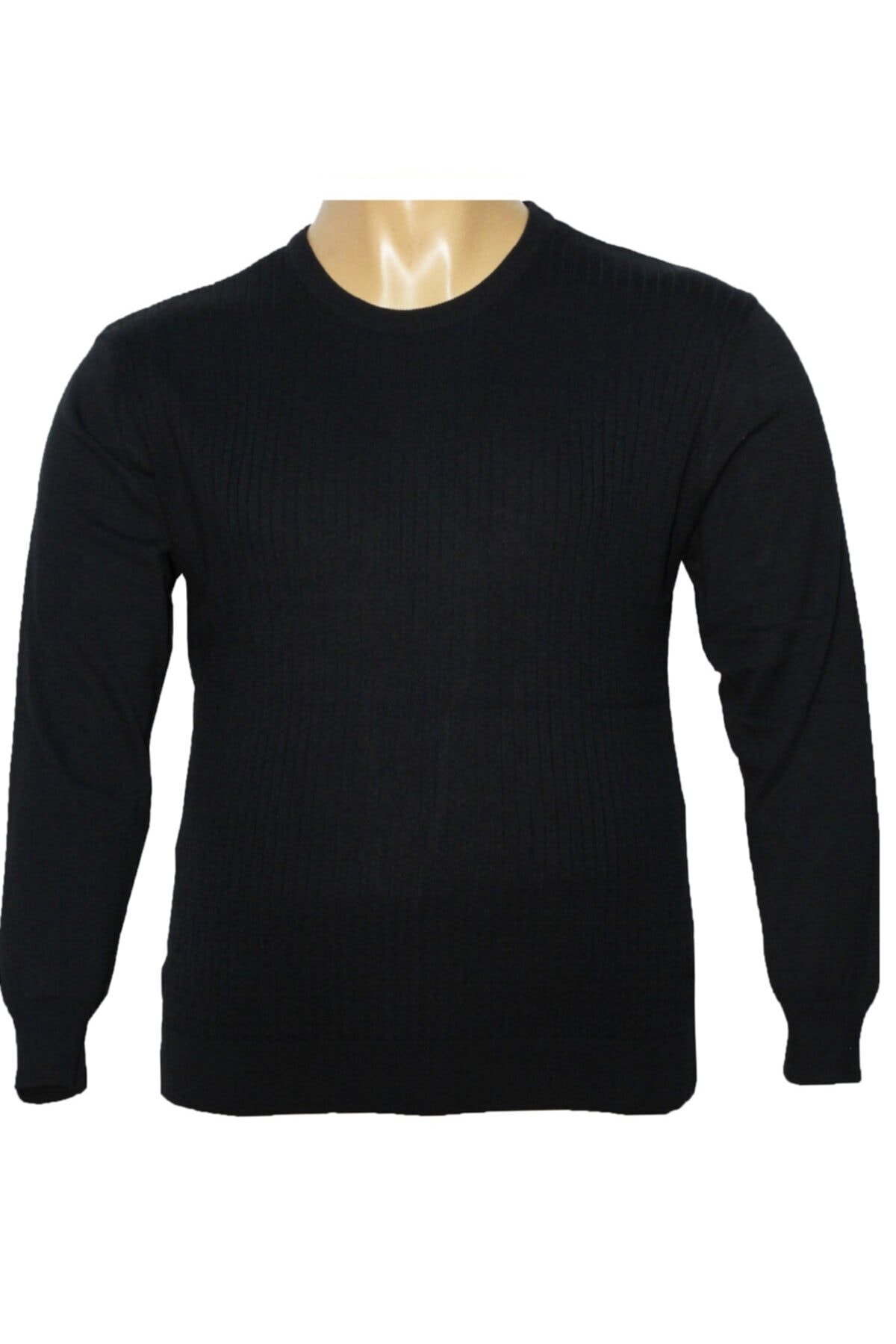 Dio Rise Erkek  Siyah Renk Büyük Beden Bisiklet Yaka Triko Kazak