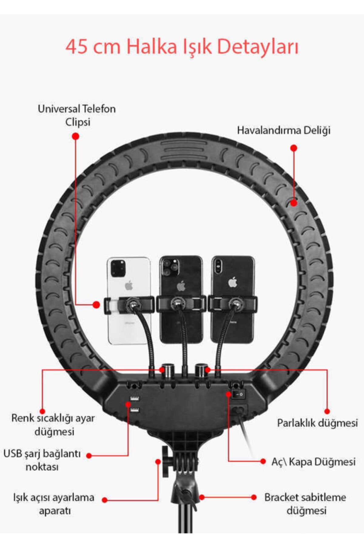 zore Işıklı Telefon Tutucu Ring Light