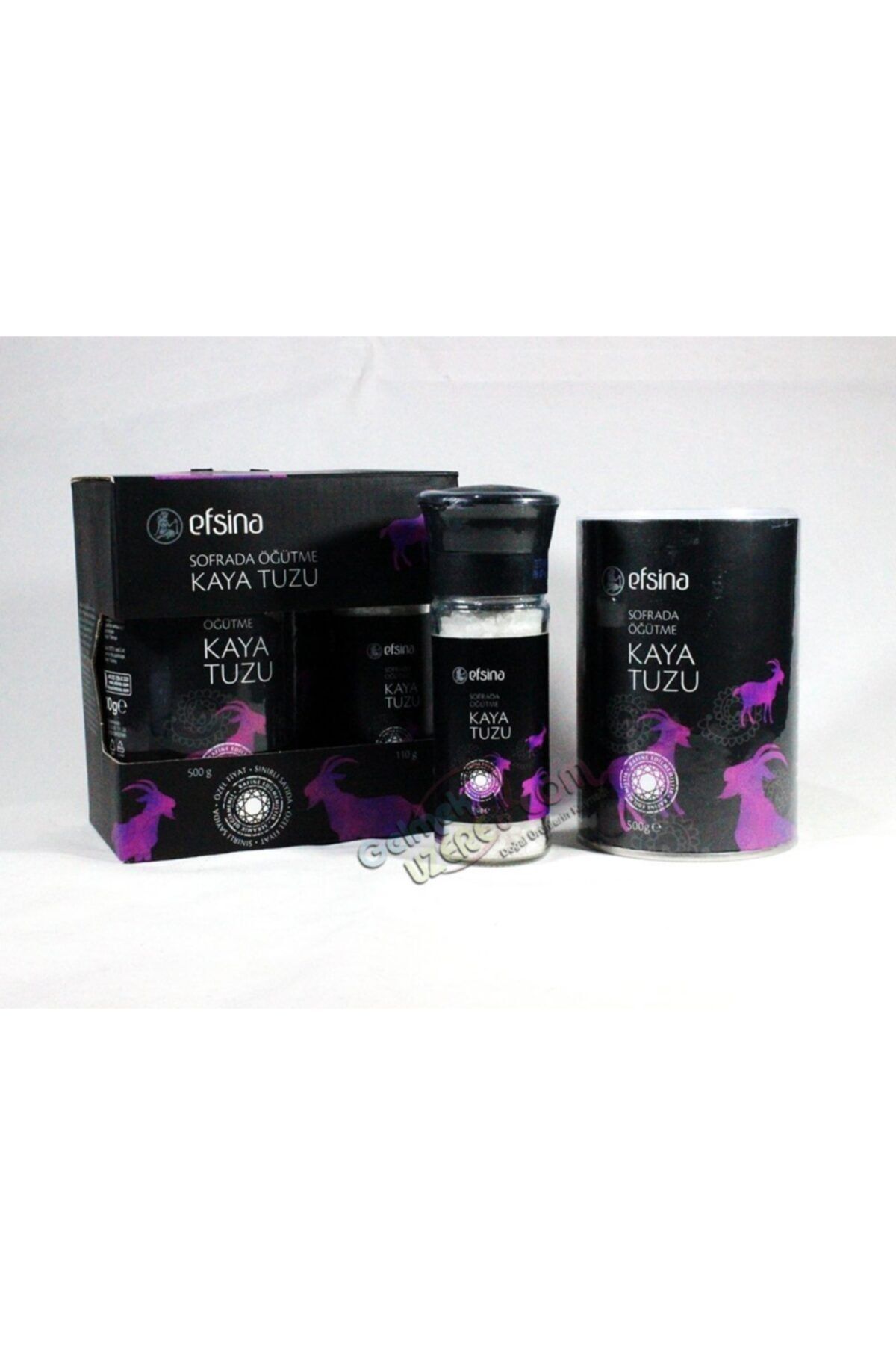 Efsina Sofrada Öğütme 2li Paket Seramik Başlıklı Kaya Tuzu Seti