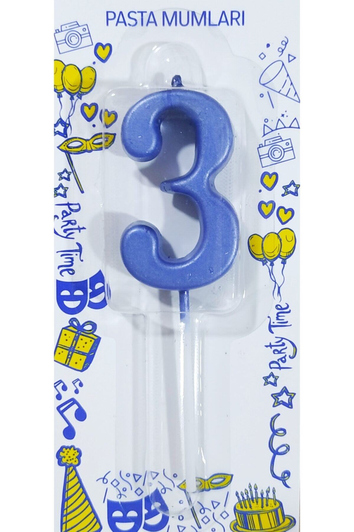 Ekin Süs Mavi 3 Rakam Mum