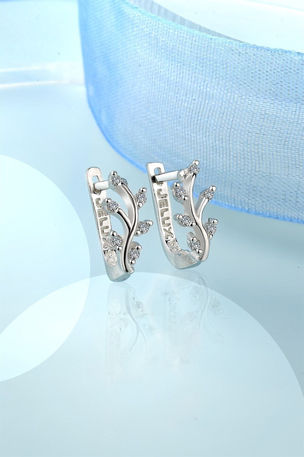 jelux silver Minimalist Zirkon Taşlı Gümüş Klipsli Küpe