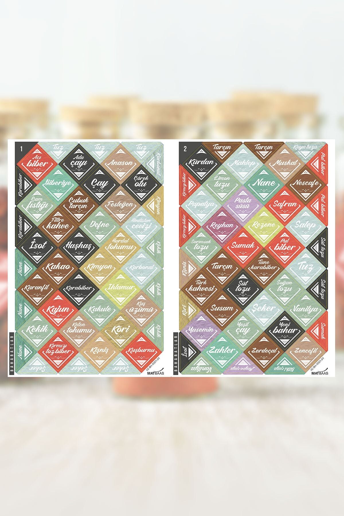 colortouch 92 Adet Renkli Baharat Etiketi - Kavanoz Sticker